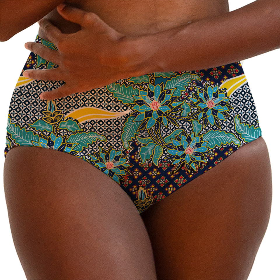 Batik Kawung Blue FLower Series Boy shorts Bottom