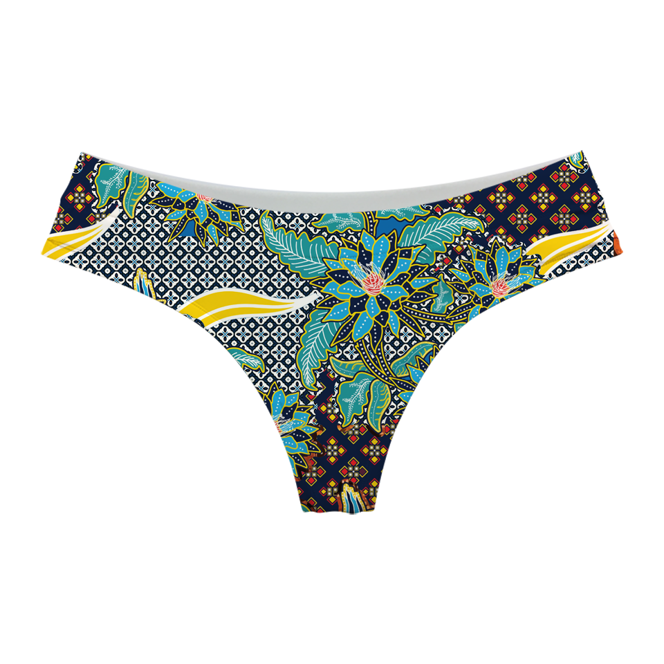 Batik Kawung Blue Flower Series Brazilian-style Underwear