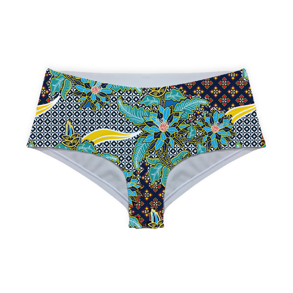 Batik Kawung Blue FLower Series Boy shorts Bottom