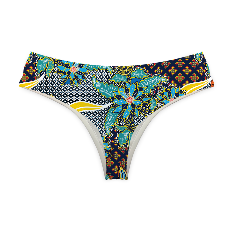 Batik Kawung Blue Flower Series Brazilian-style Underwear