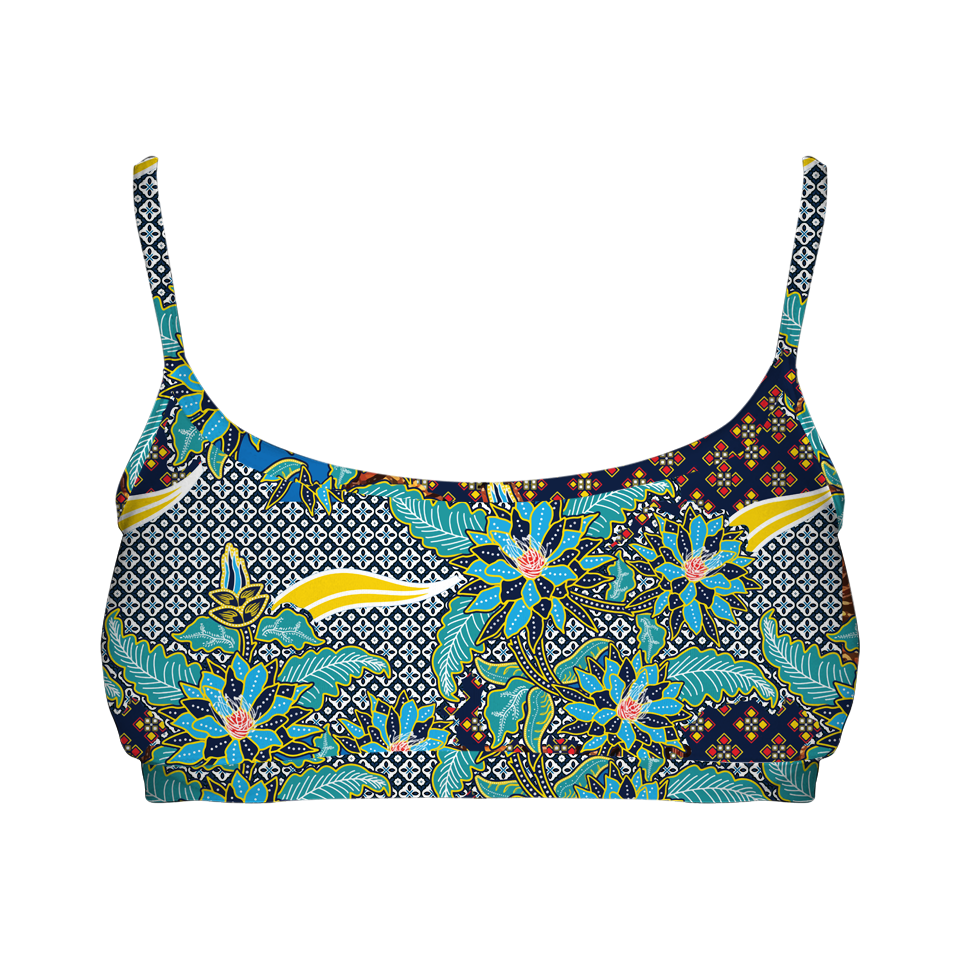 Batik Kawung Blue Flower Series Tube Style Bra