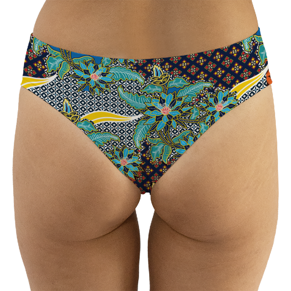 Batik Kawung Blue Flower Series Brazilian-style Underwear