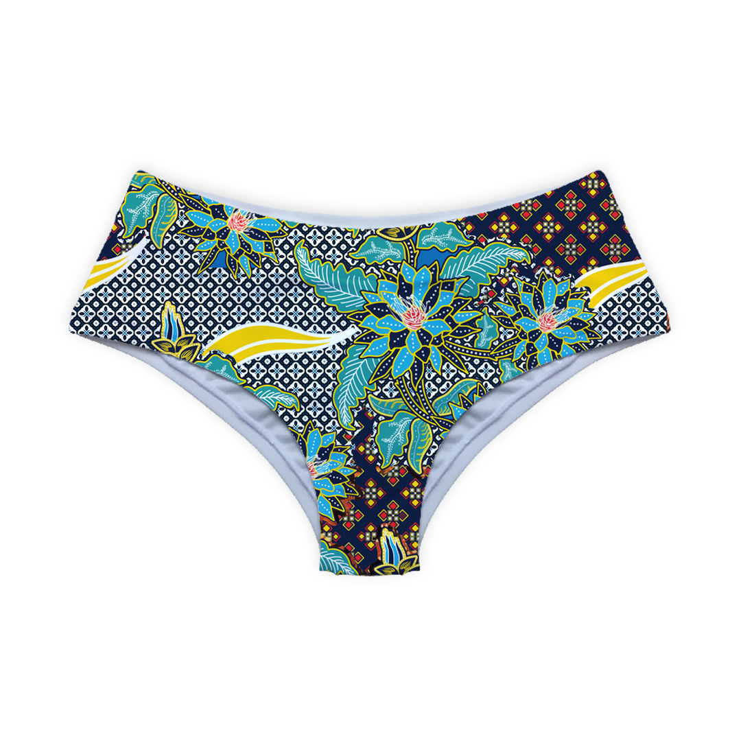 Batik Kawung Blue Flower Series Hipster Style Underwear