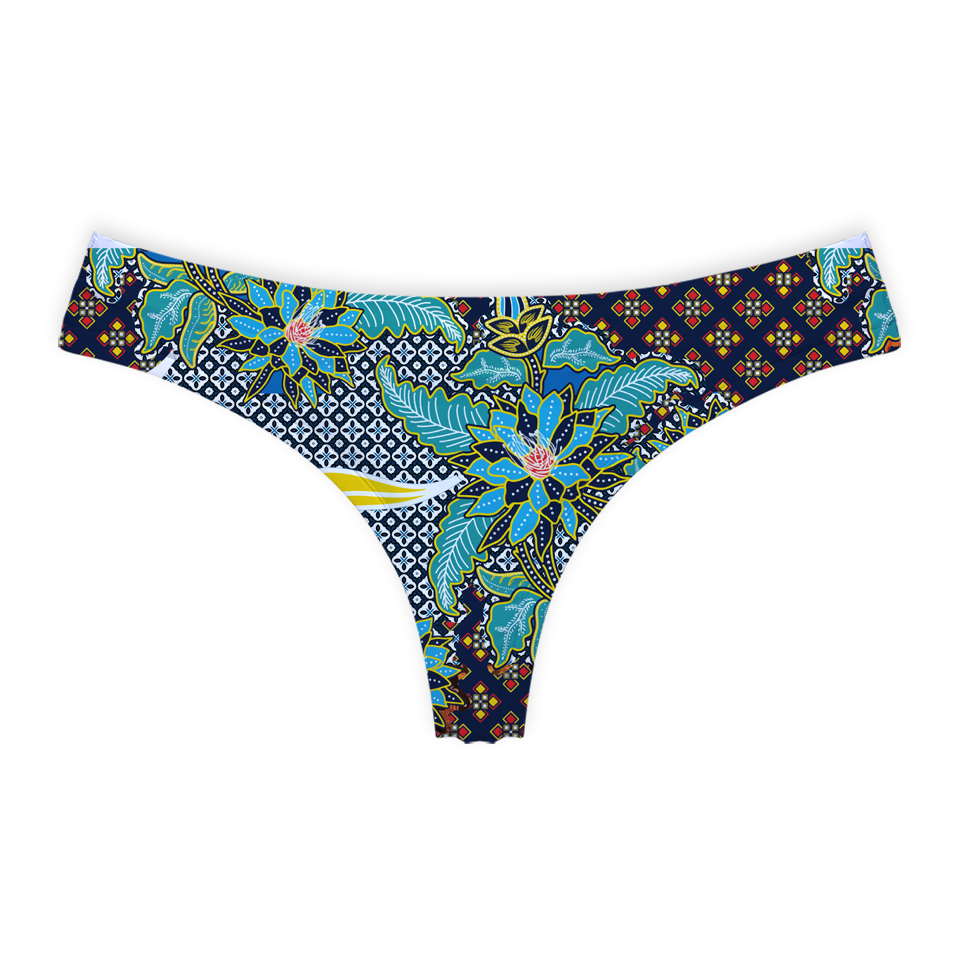 Batik Kawung Blue Flower Series Thong