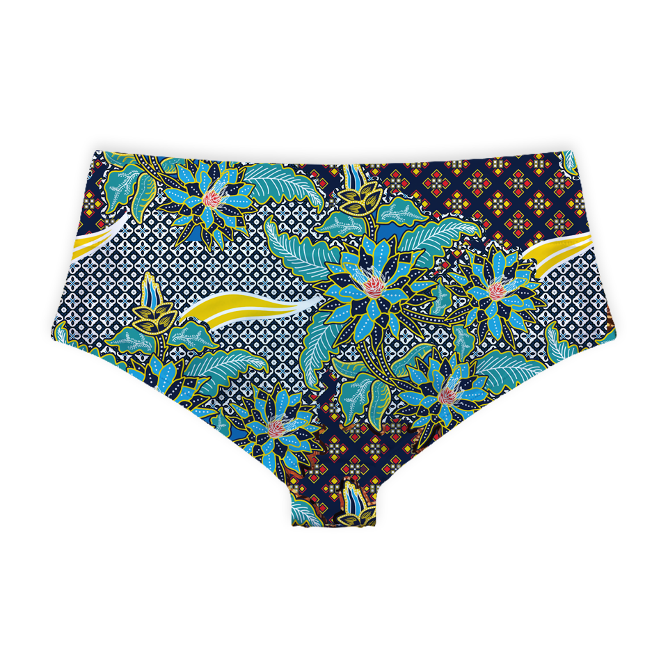 Batik Kawung Blue FLower Series Boy shorts Bottom