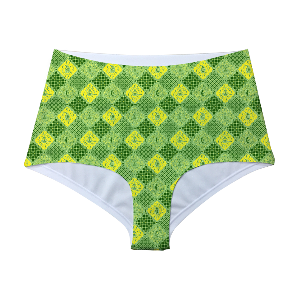 Batik Green & Yellow High Waist