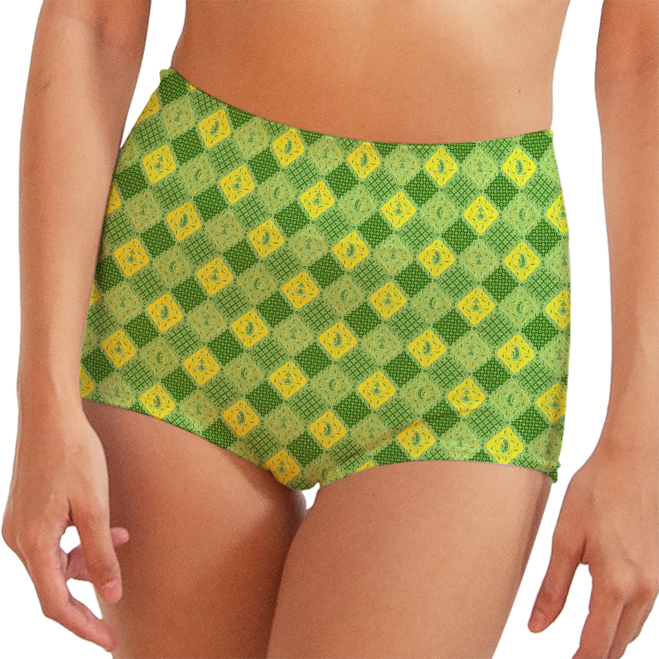 Batik Green & Yellow High Waist