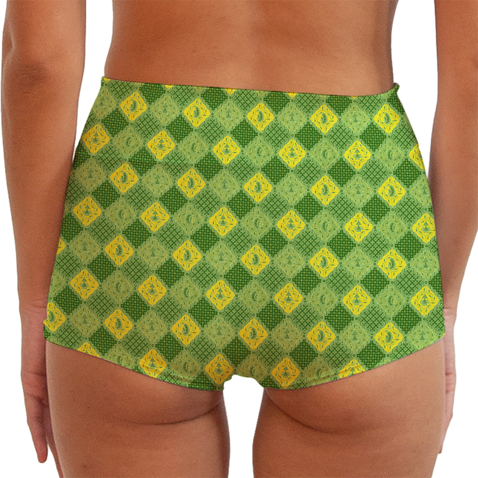 Batik Green & Yellow High Waist