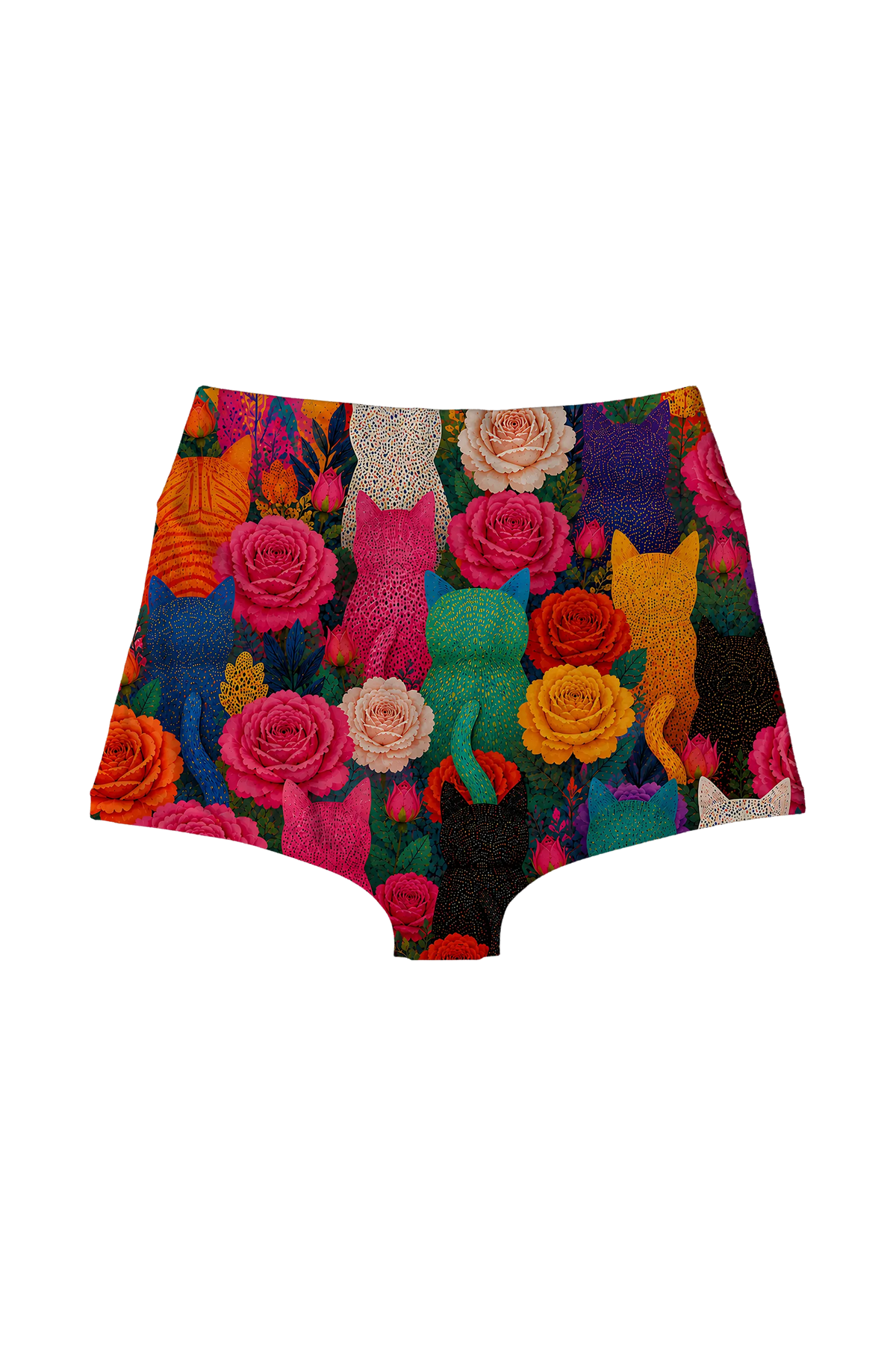 Rainbow Cats and Roses high waist panty, back view