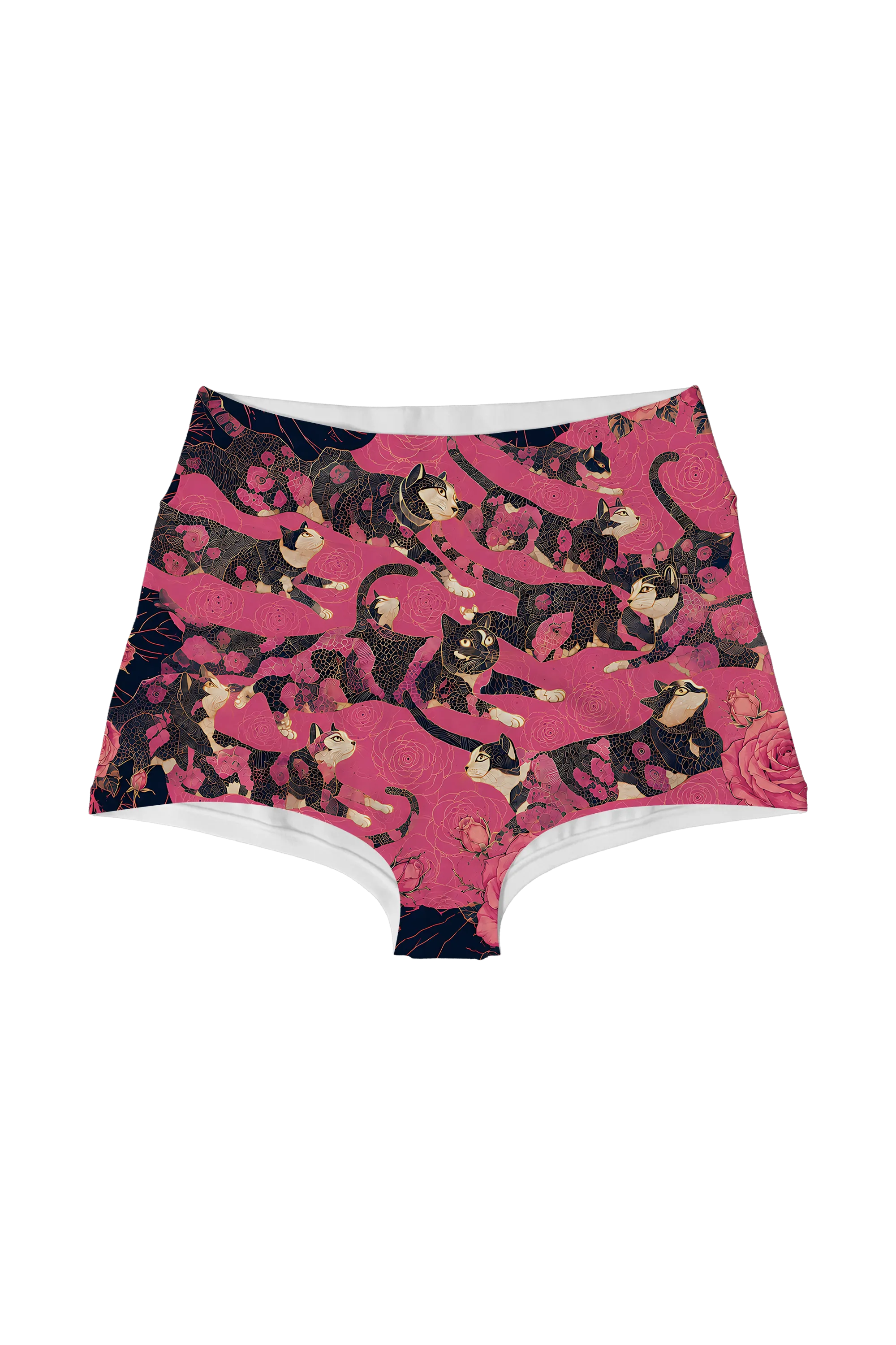 Midnight Rose Cats high waist panty, front view