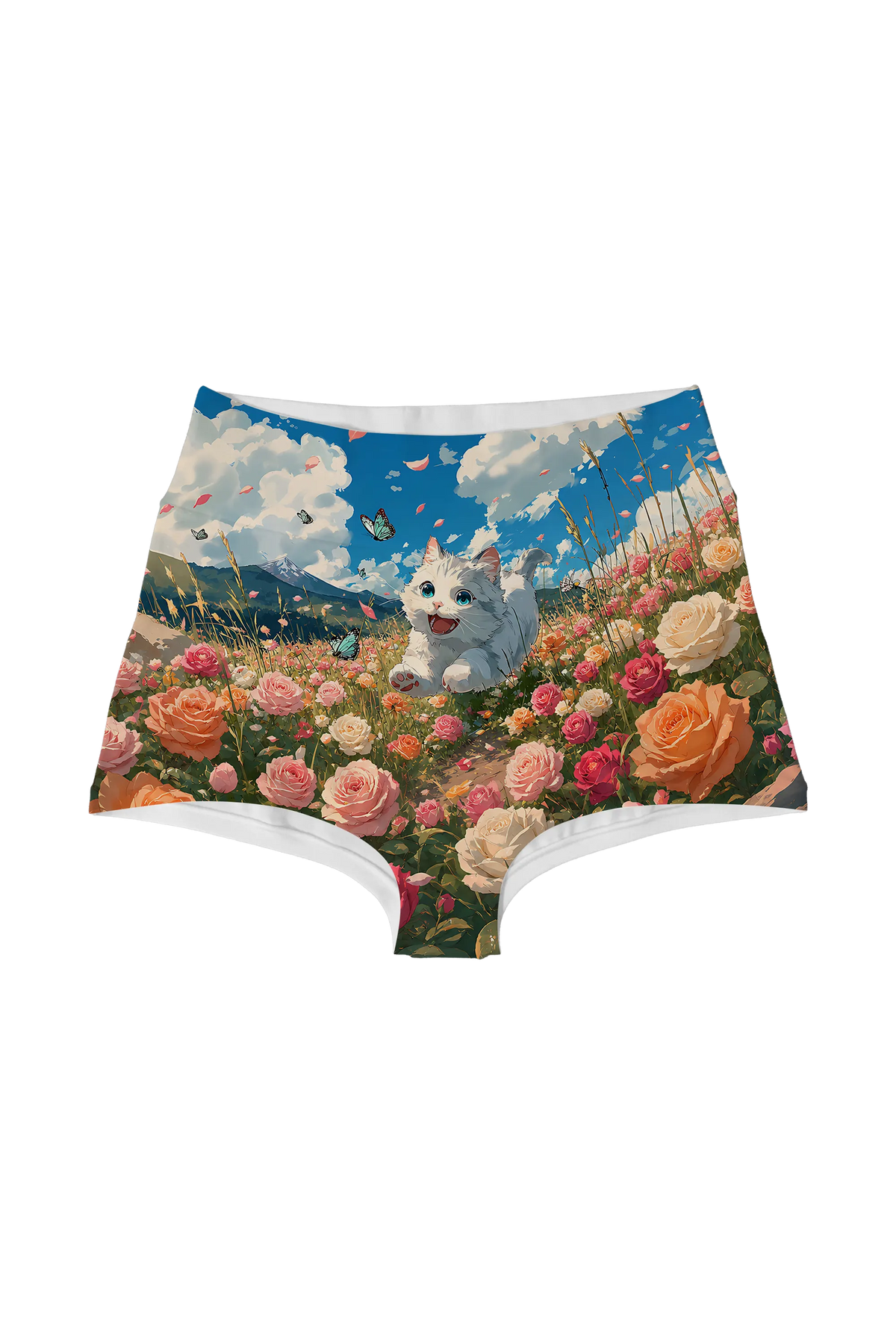 Kitten in Rose Meadow high waist panty, front view