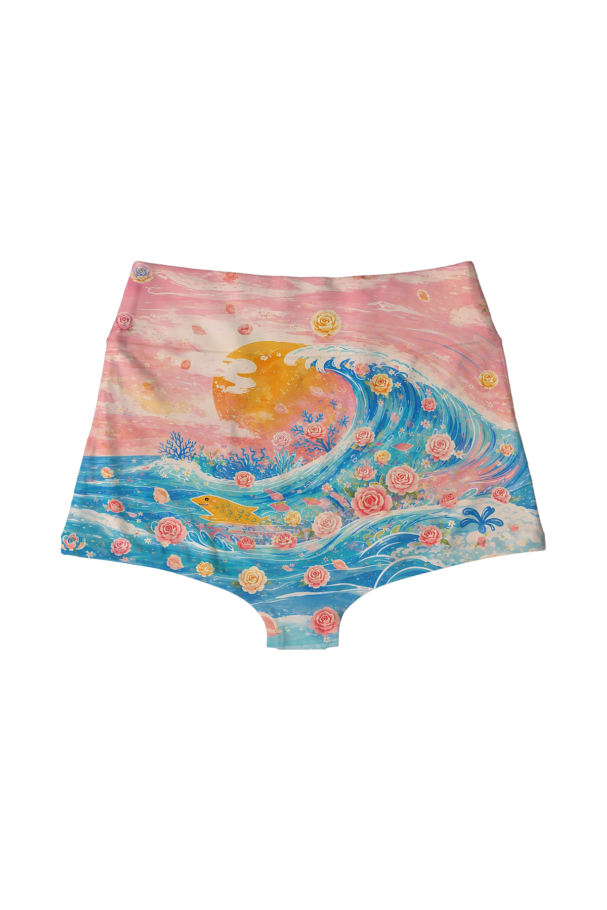Ocean Wave Cat high waist panty, back view