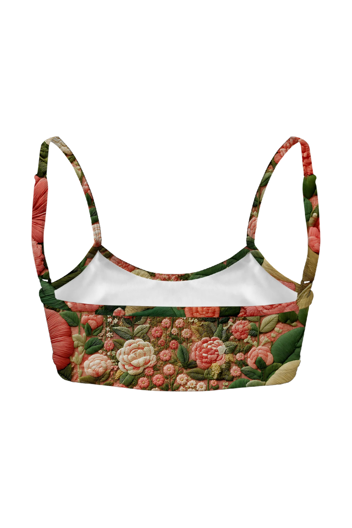 Embroidered Cat Garden bralette, back view