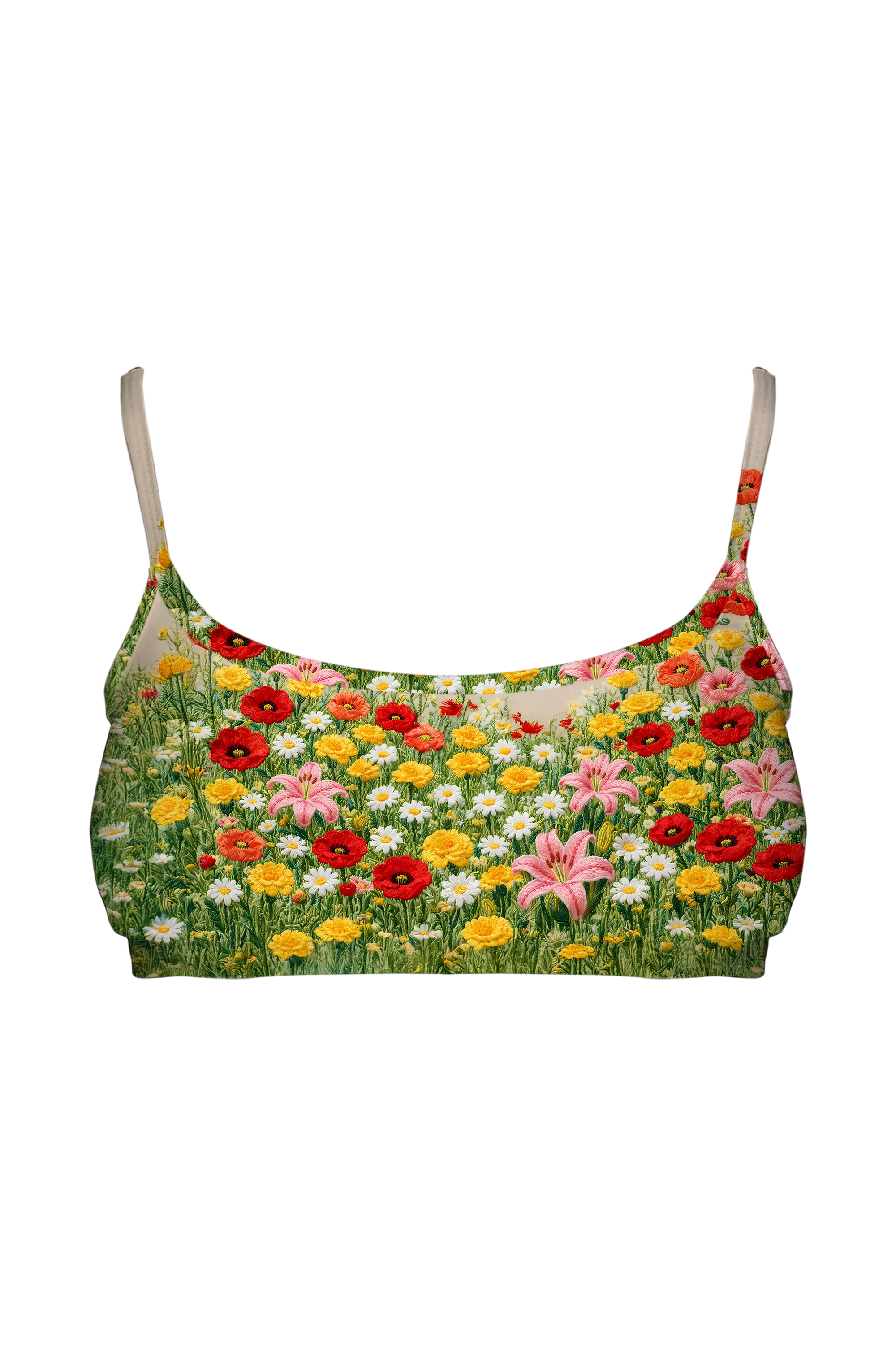 Poppy Meadow Cat bralette, front view