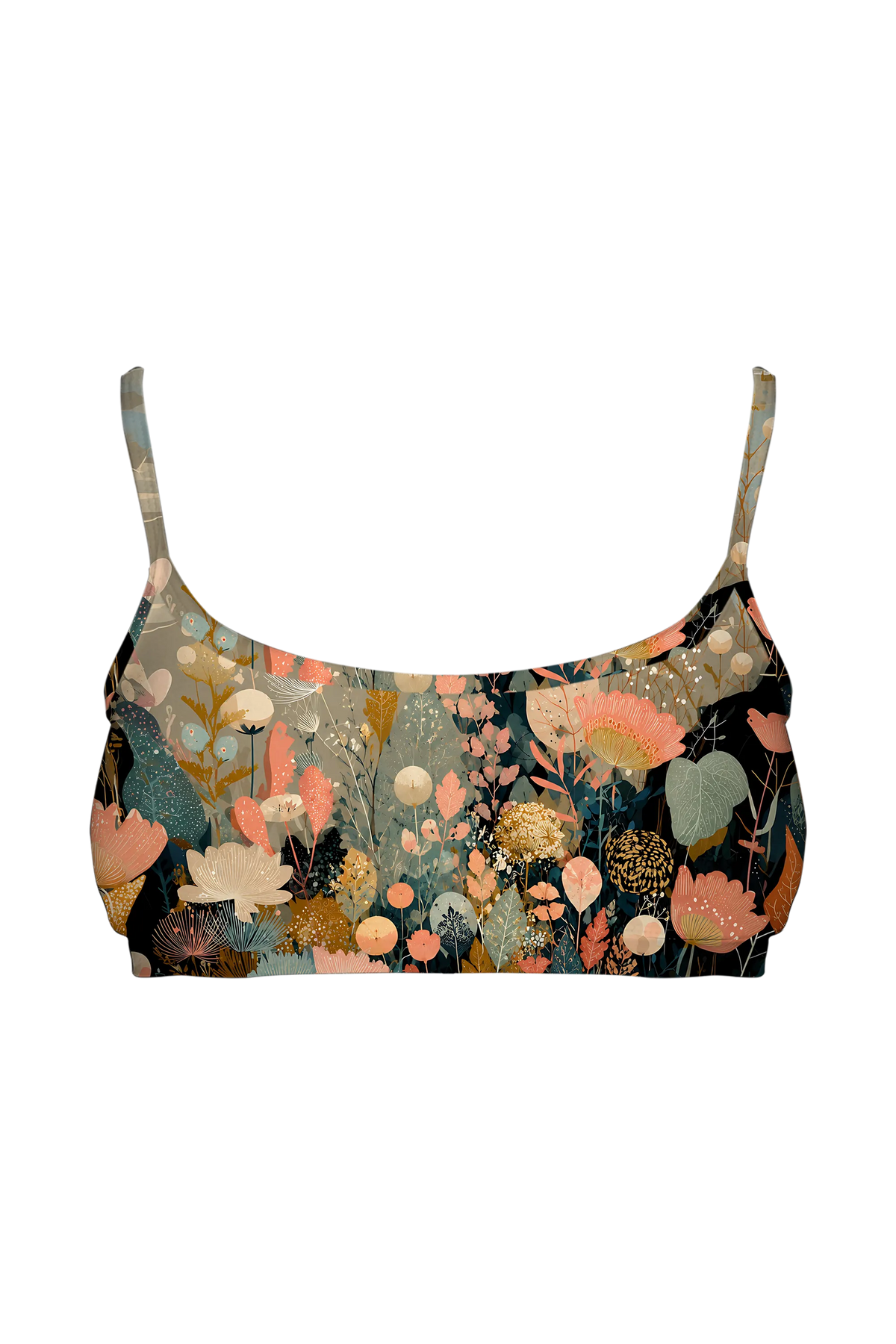 Mountain Meadow Cat bralette, front view