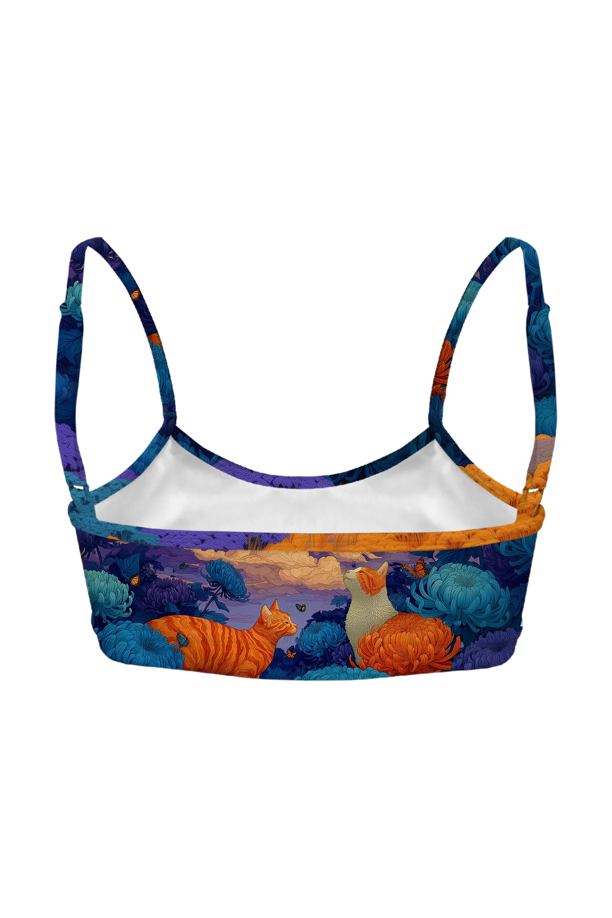 Chrysanthemum Moon Cats bralette, back view