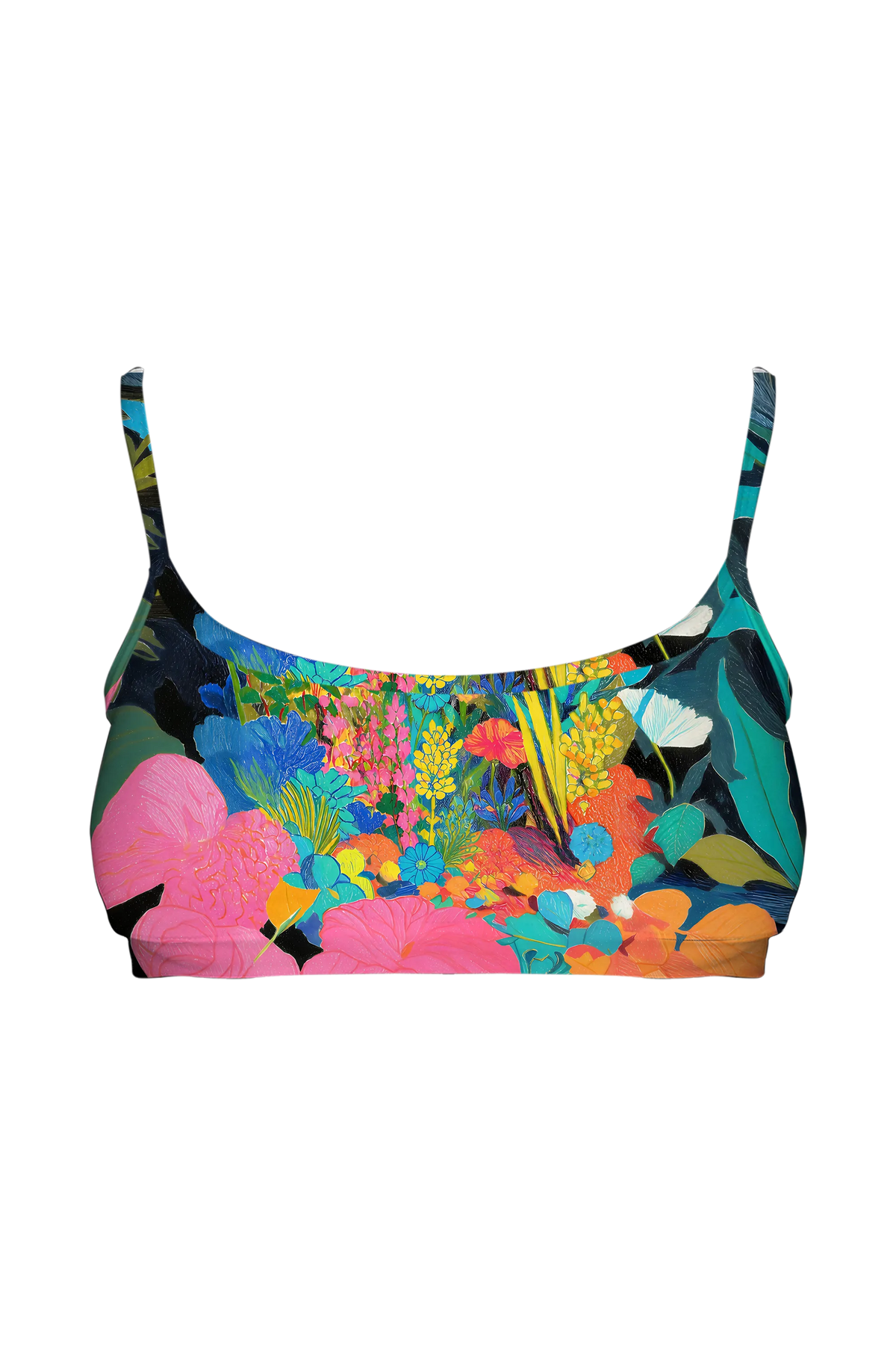 Tropical Leaf Cat bralette, front view