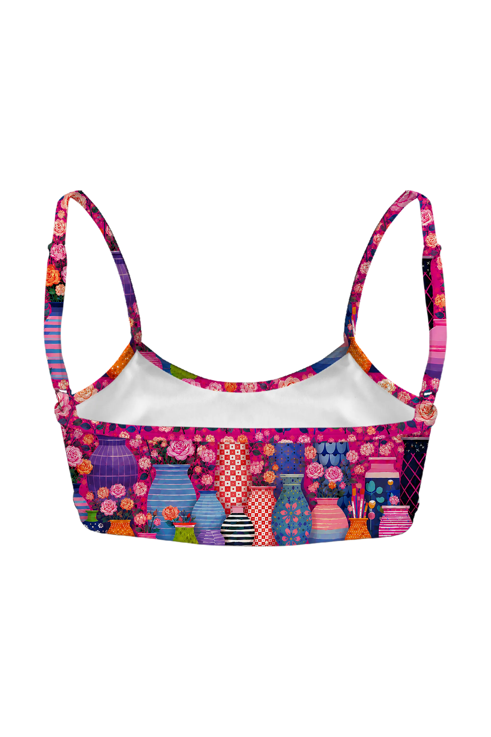 Pink Rose Cat Garden bralette, back view