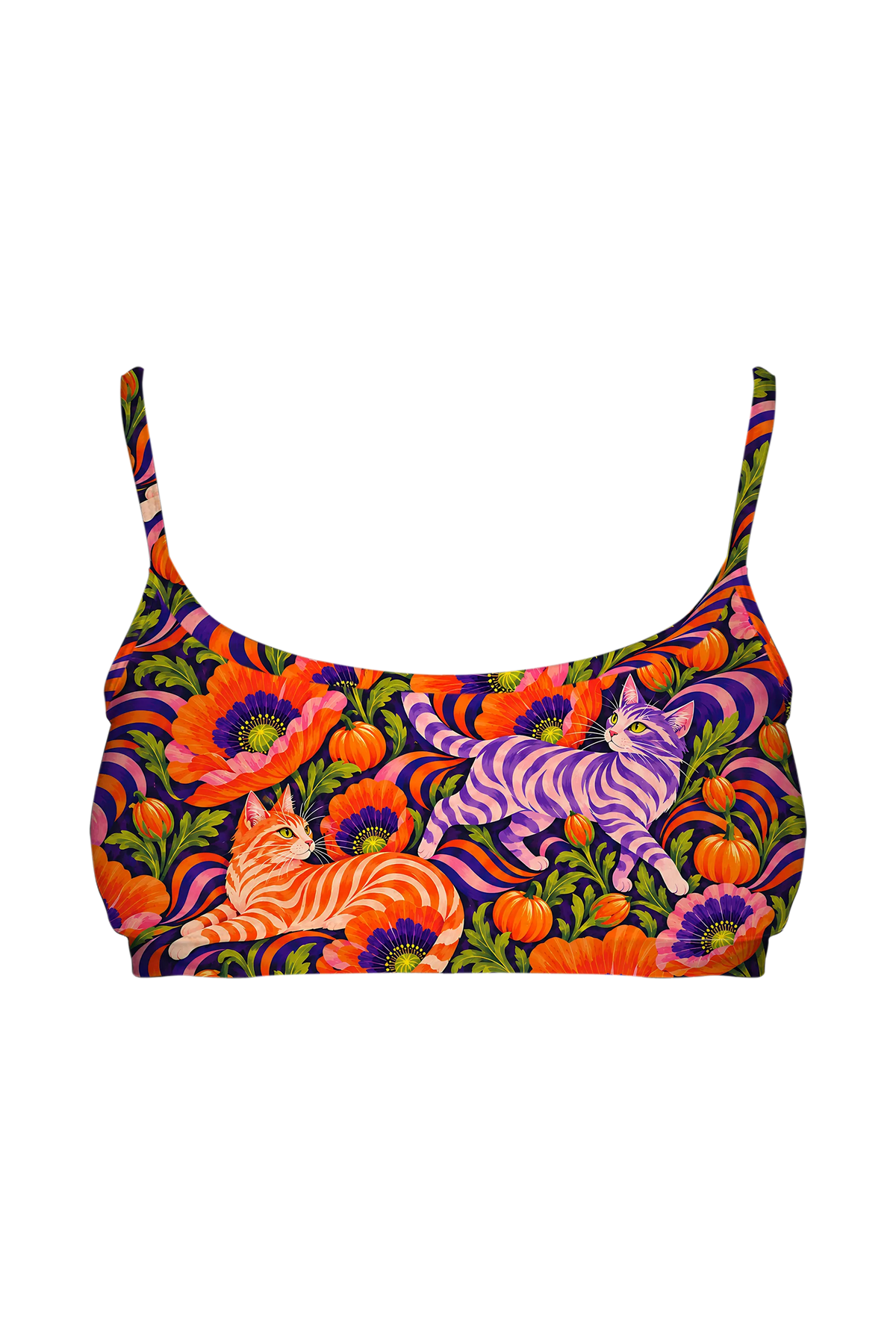 Pumpkin Patch Cats bralette, front view