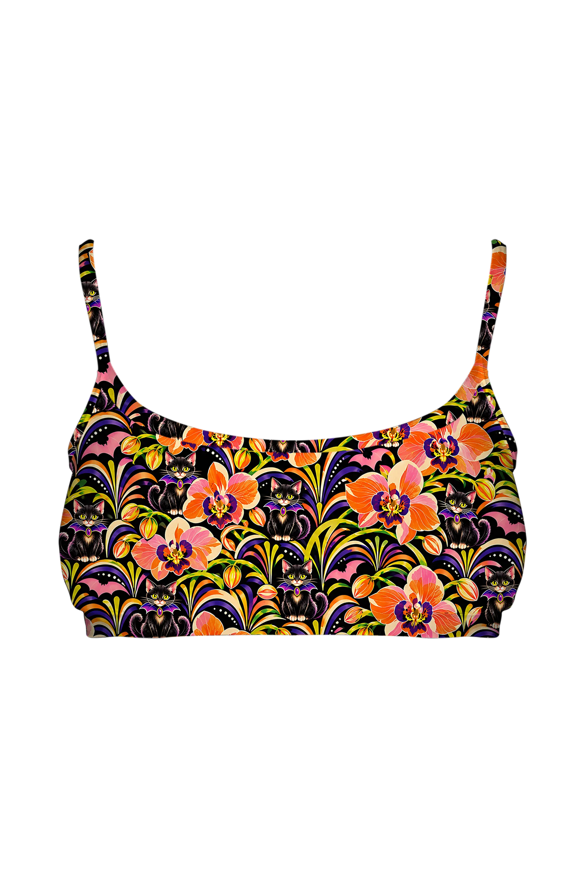 Bat Collar Kittens bralette, front view