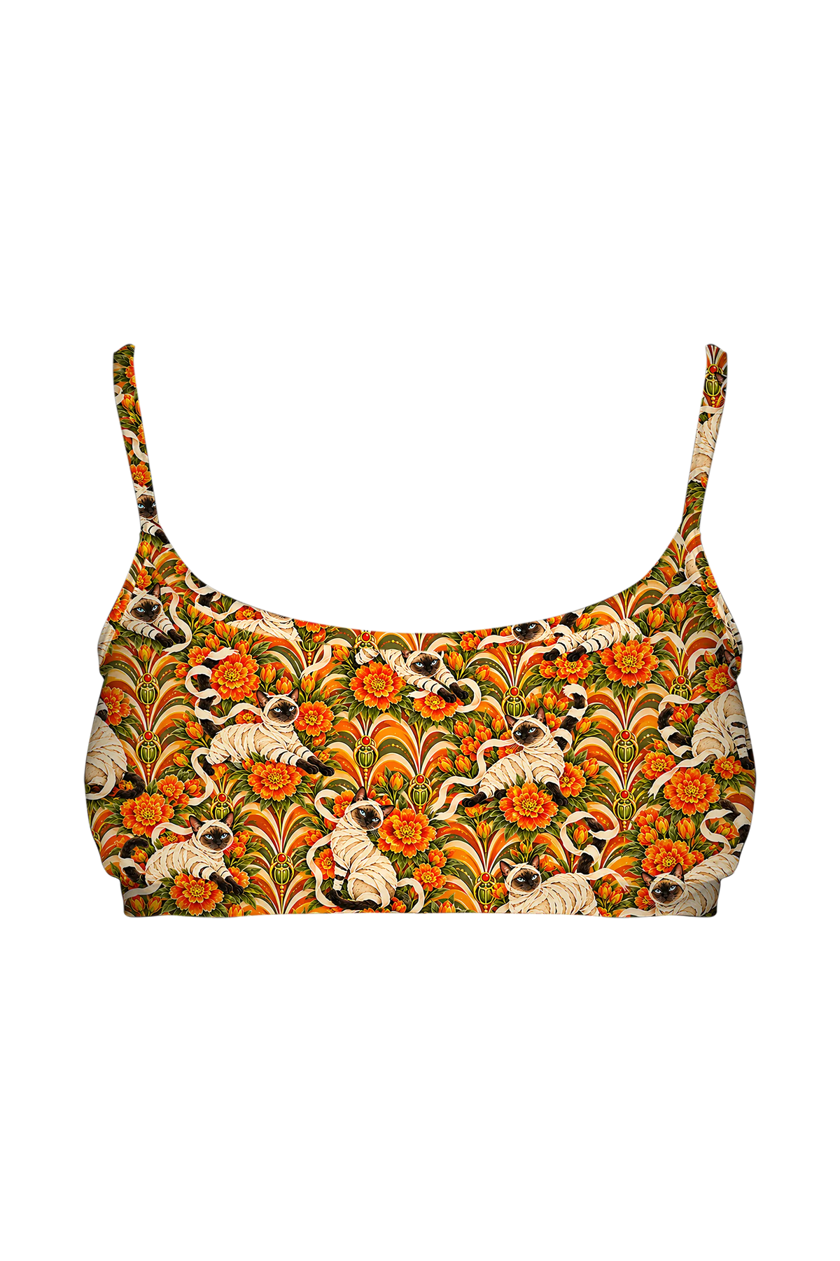 Mummy Siamese Cats bralette, front view