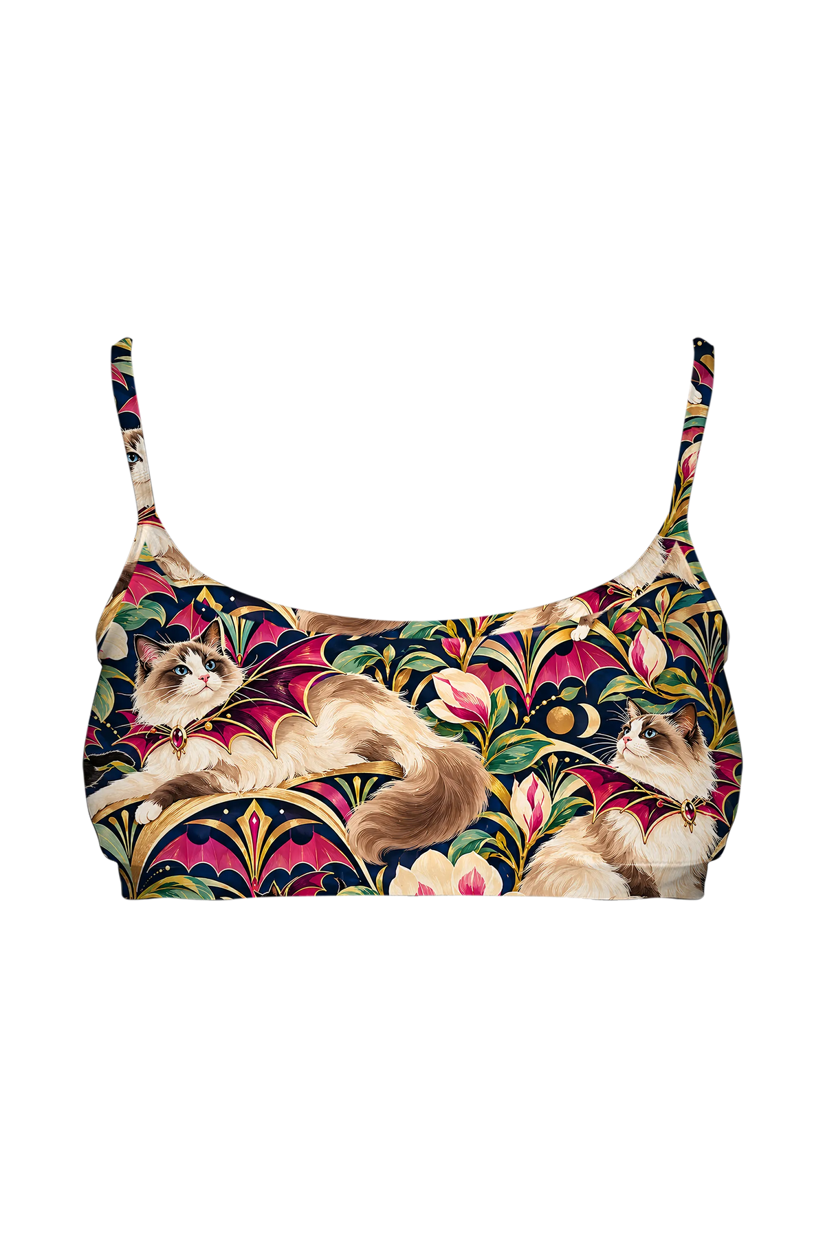 Bat Wing Ragdoll Cats bralette, front view