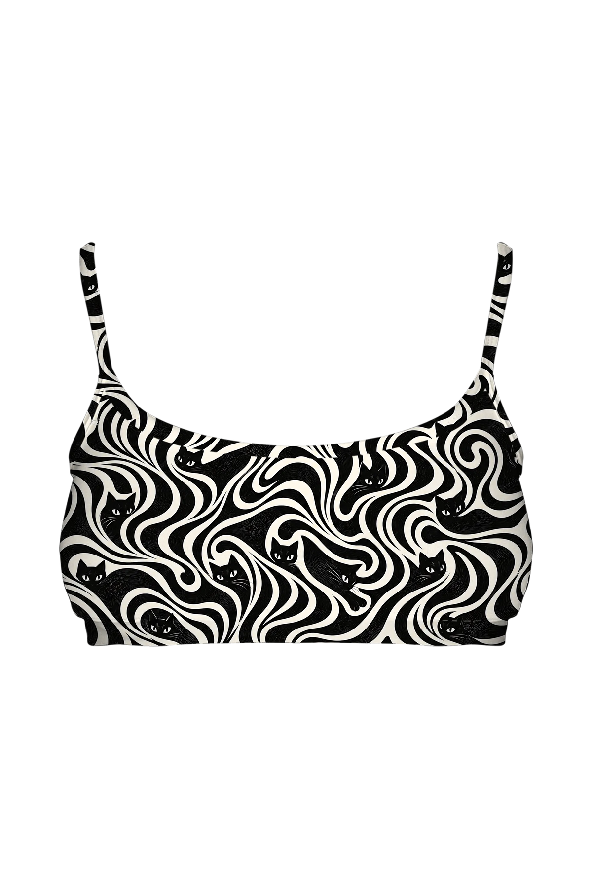 Black Cat Swirl bralette, front view