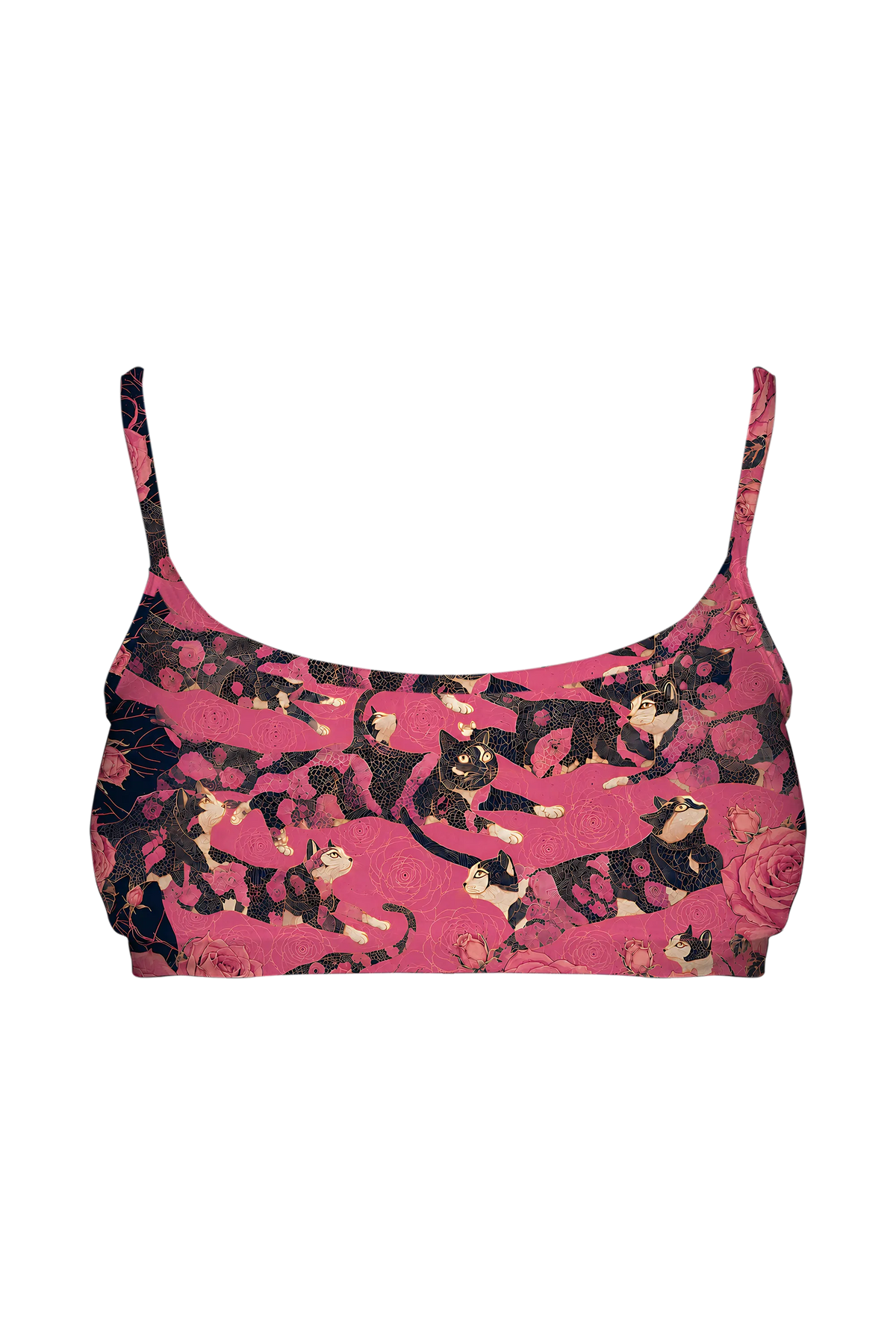 Midnight Rose Cats bralette, front view