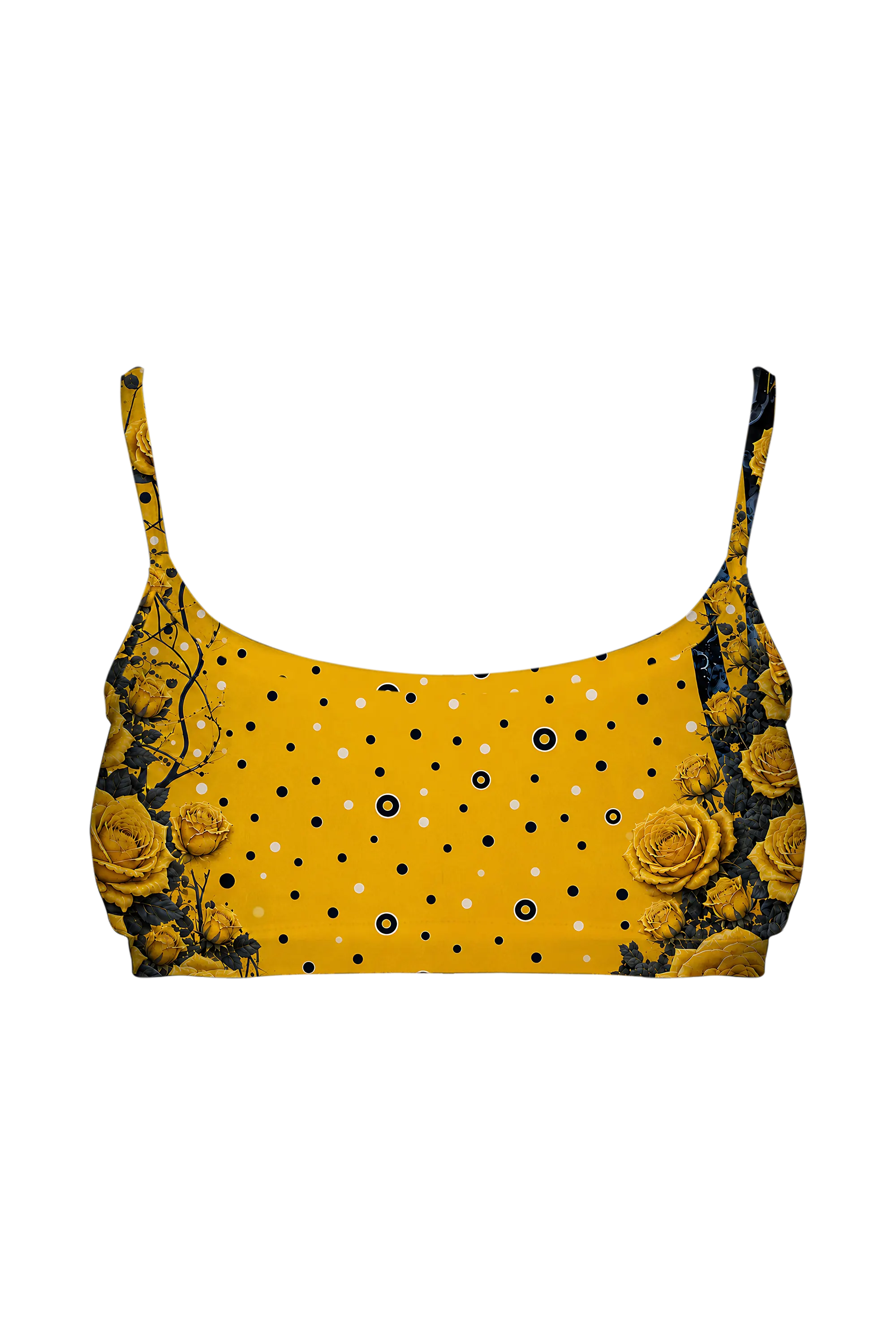 Golden Polka Cat bralette, front view