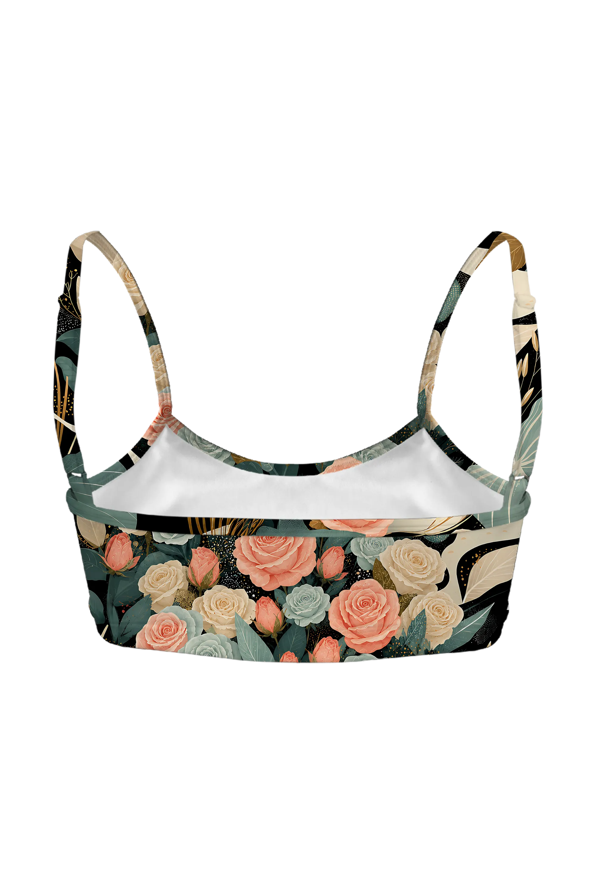 Ivory Cat and Roses bralette, back view