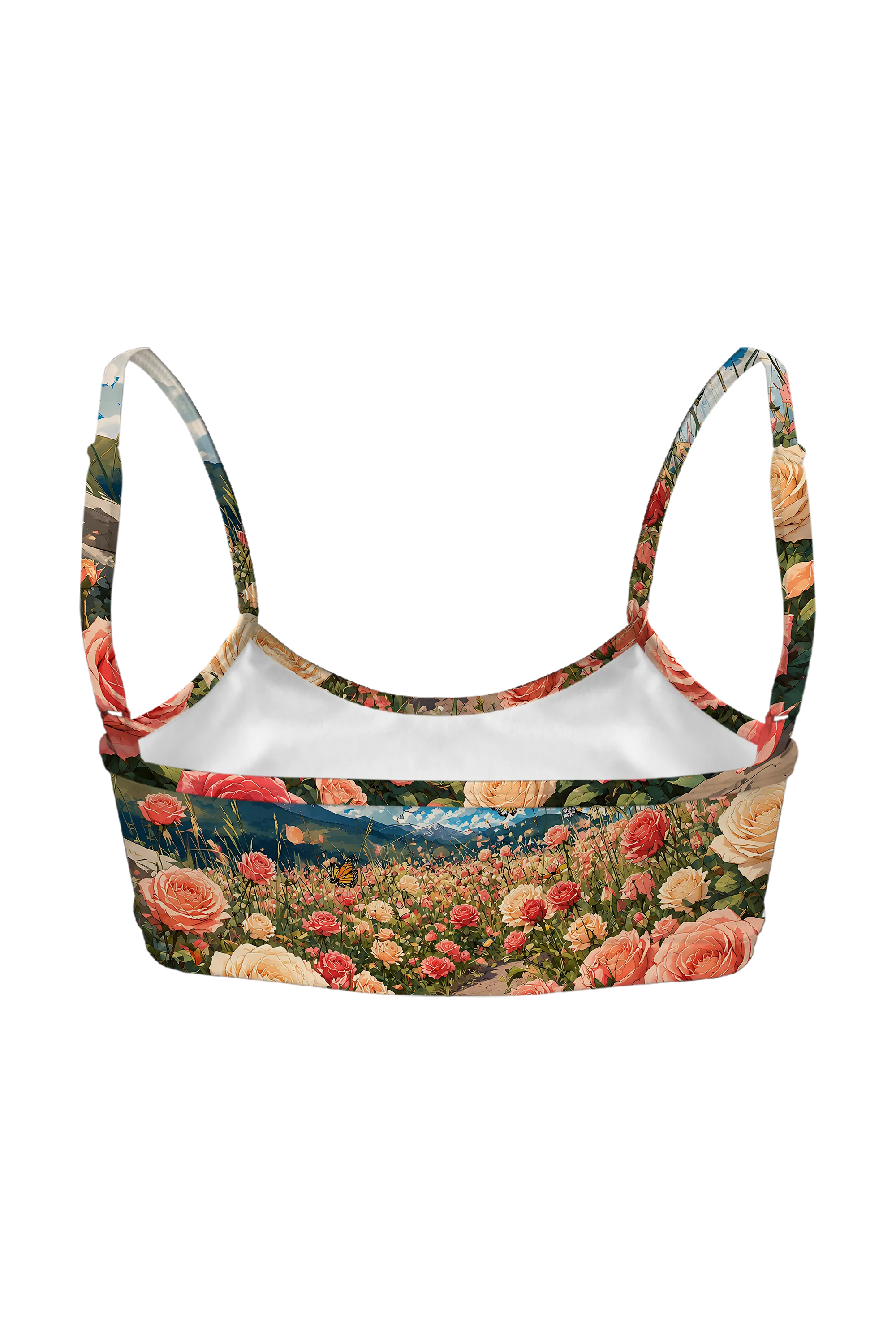 Kitten in Rose Meadow bralette, back view