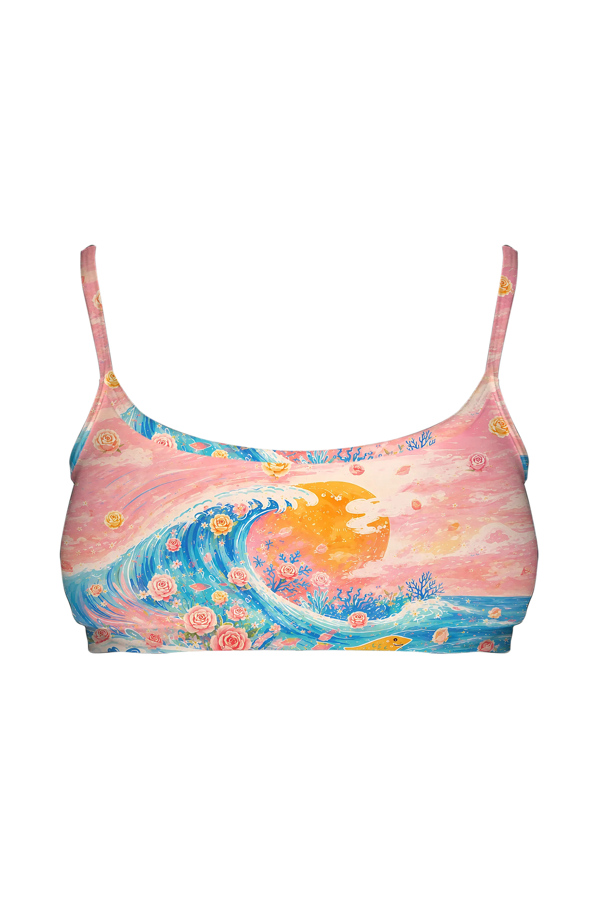 Ocean Wave Cat bralette, front view