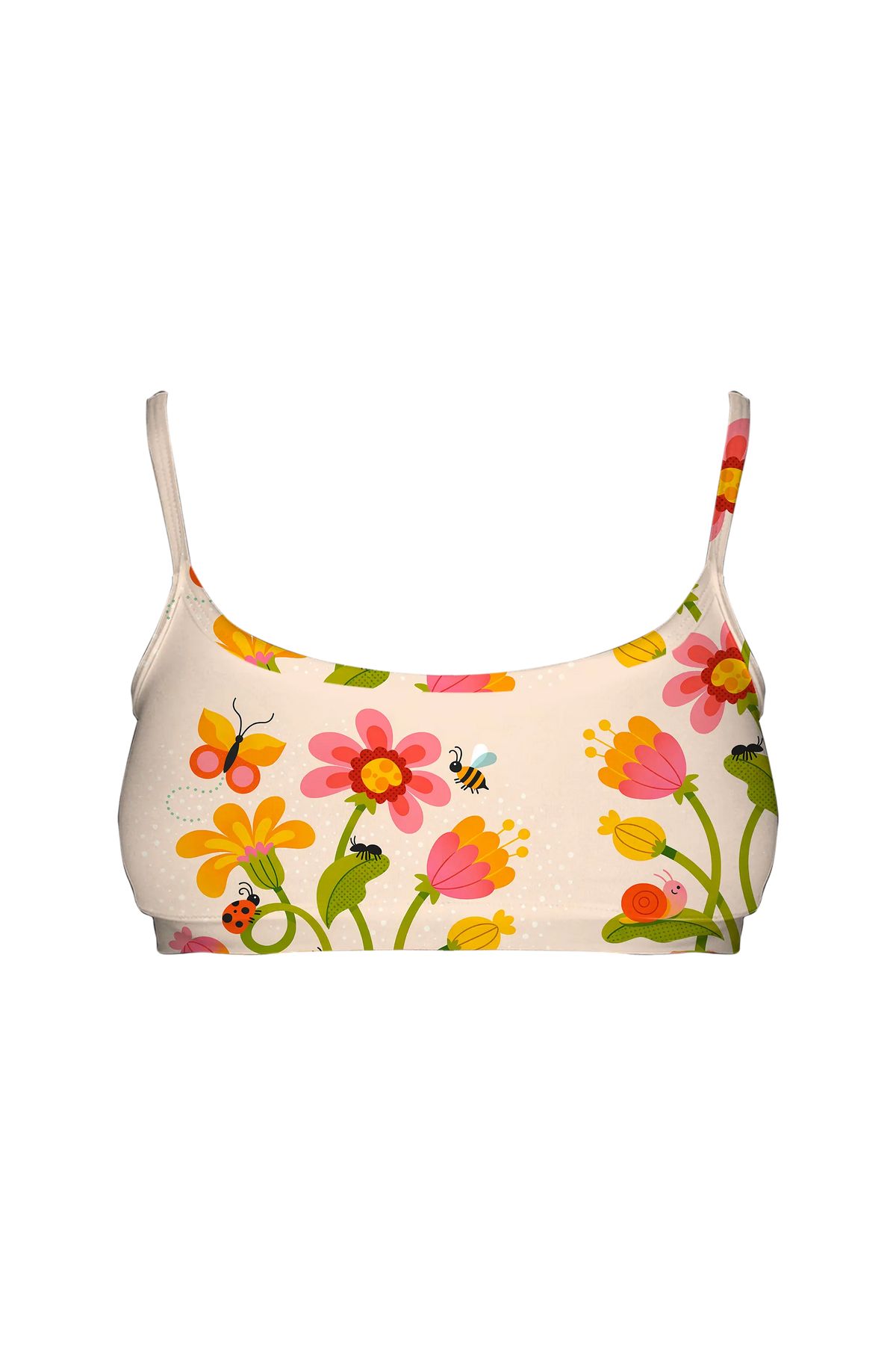 Buzzing Garden Blooms bralette, front view