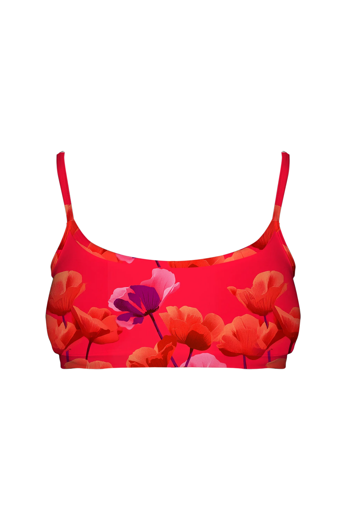 Crimson Poppies bralette, front view