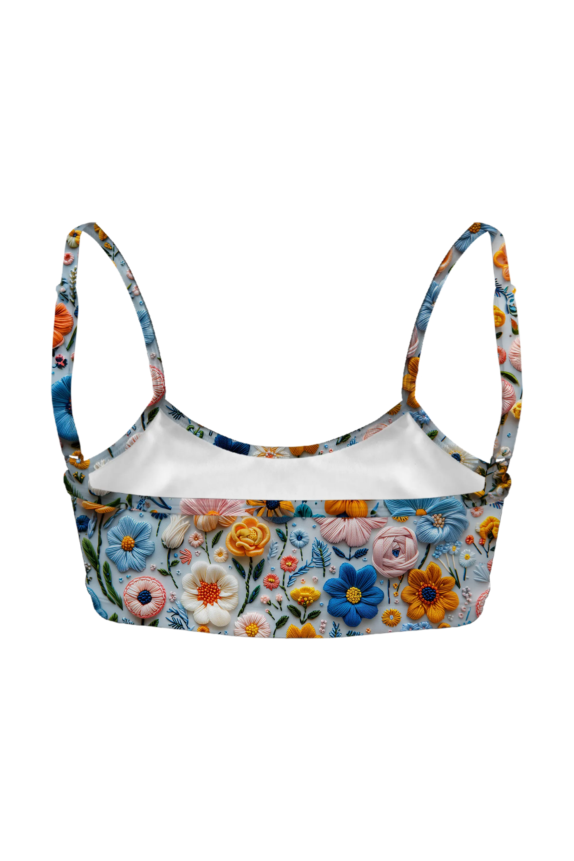 Stitched Wildflower Bed bralette, back view