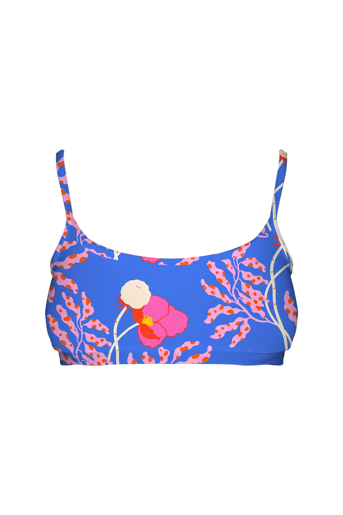 Peony Branch Blue bralette, front view
