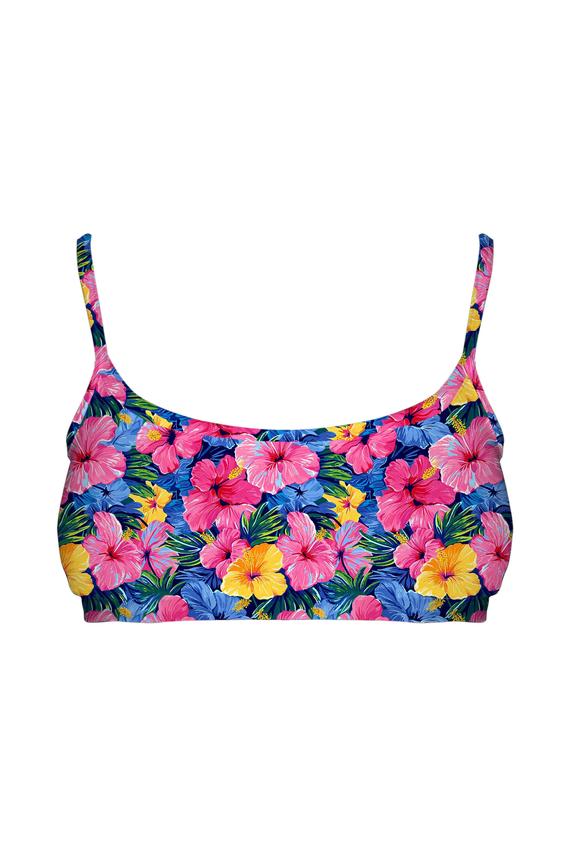 Tropical Hibiscus Tile bralette, front view