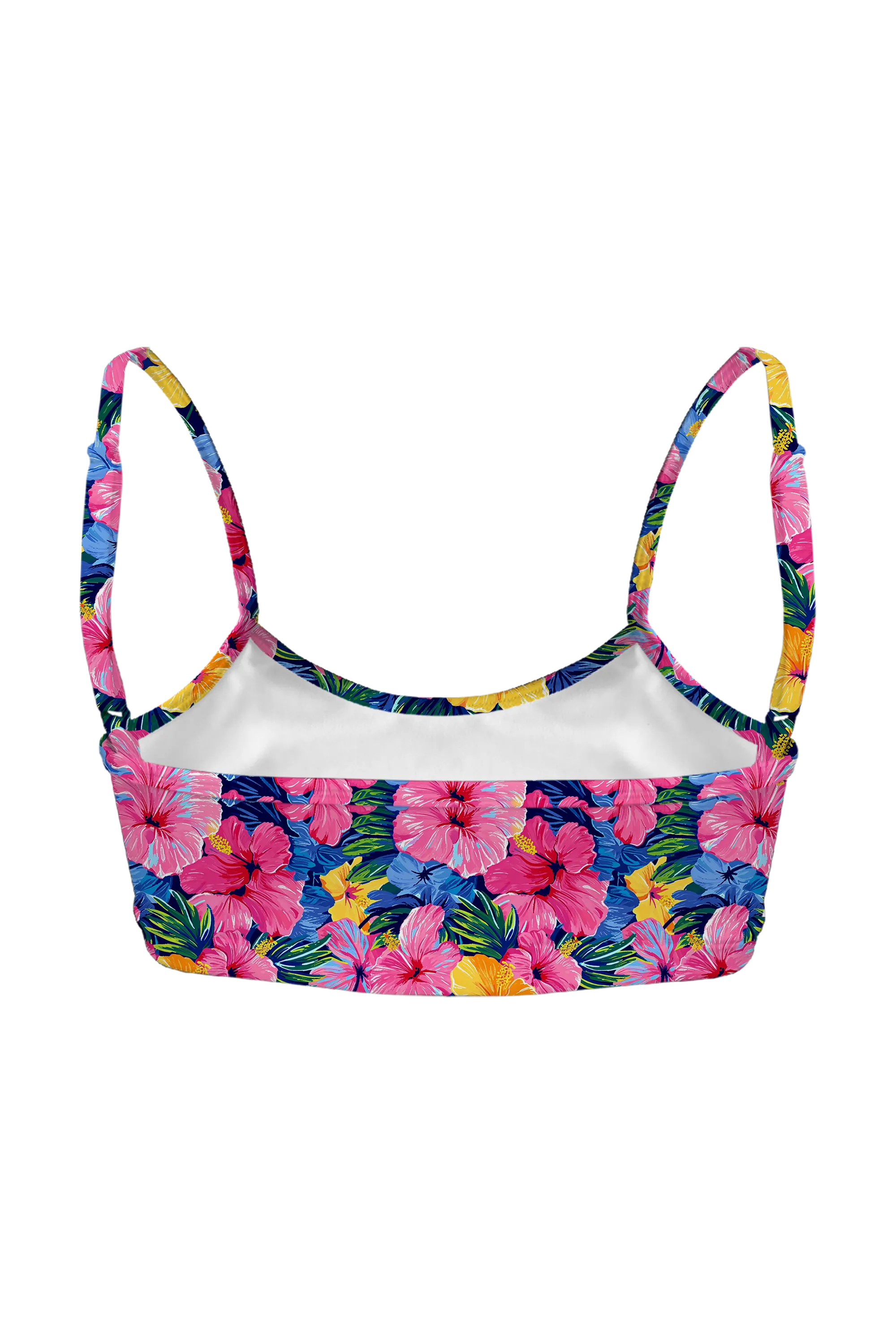 Tropical Hibiscus Tile bralette, back view