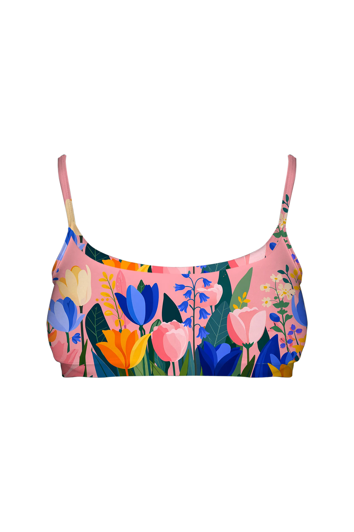 Tulip Garden Pink bralette, front view