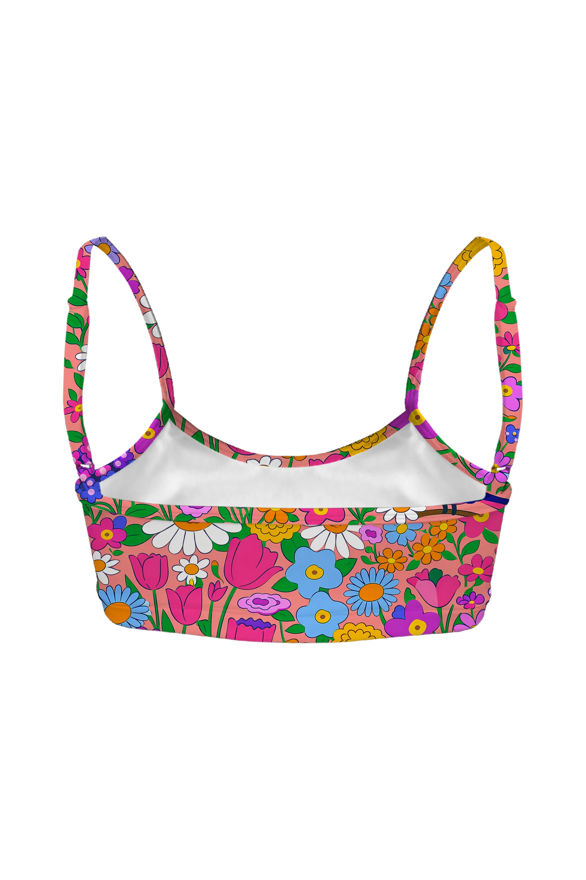 Retro Flower Power bralette, back view