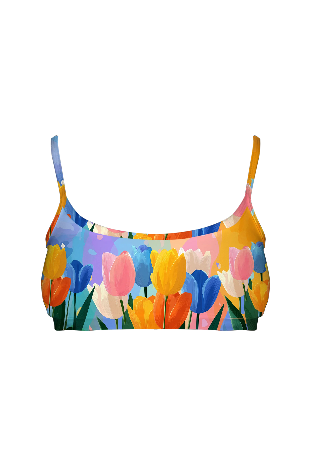 Watercolor Tulips bralette, front view