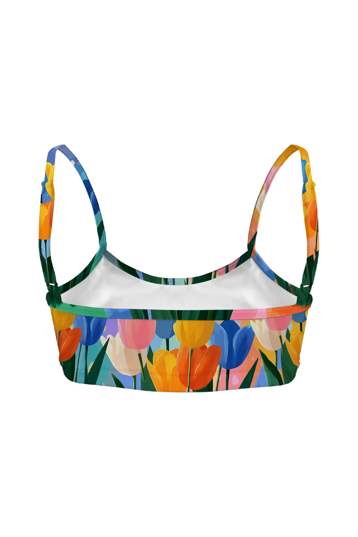Watercolor Tulips bralette, back view