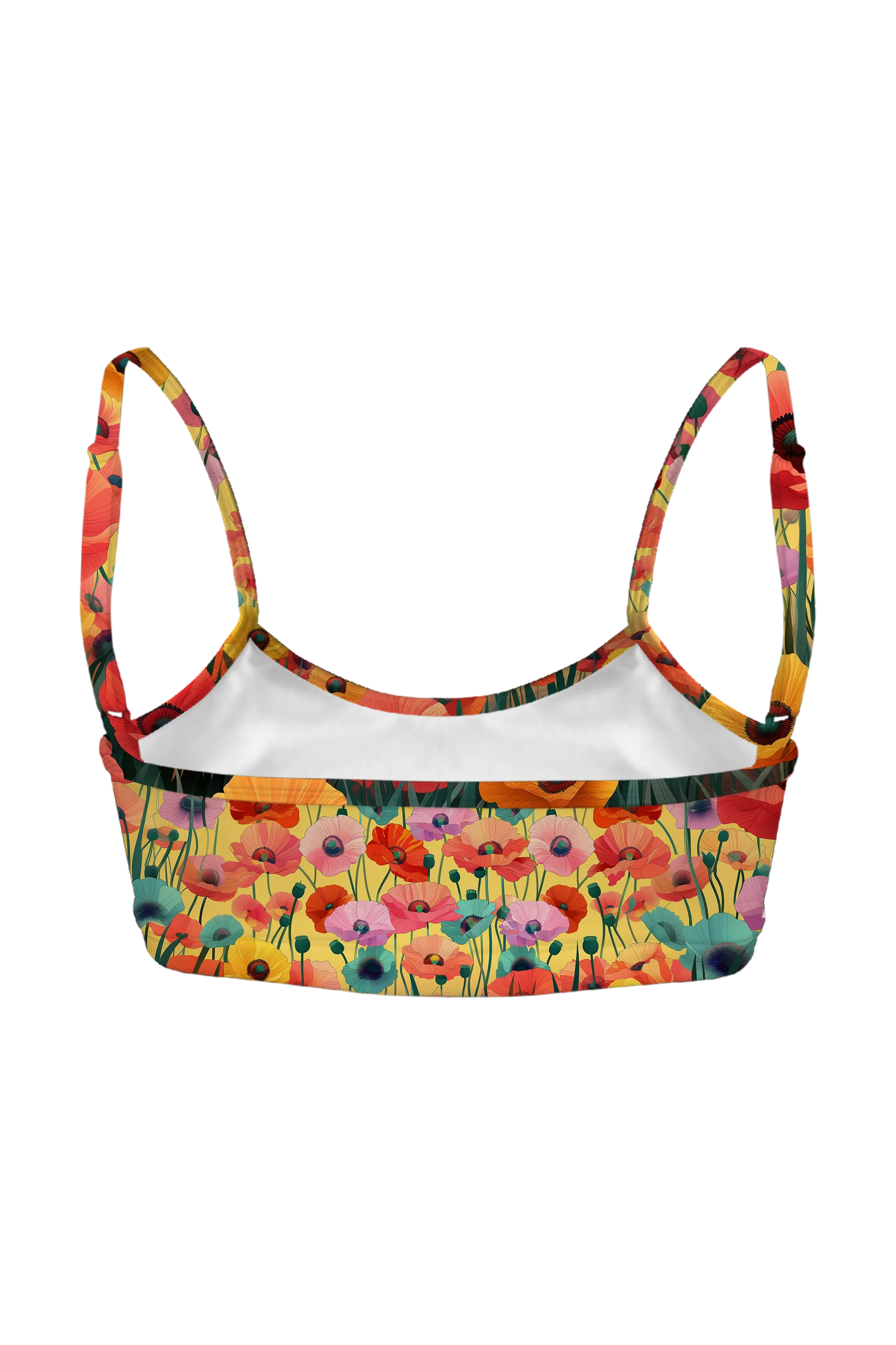 Poppies on Gold bralette, back view