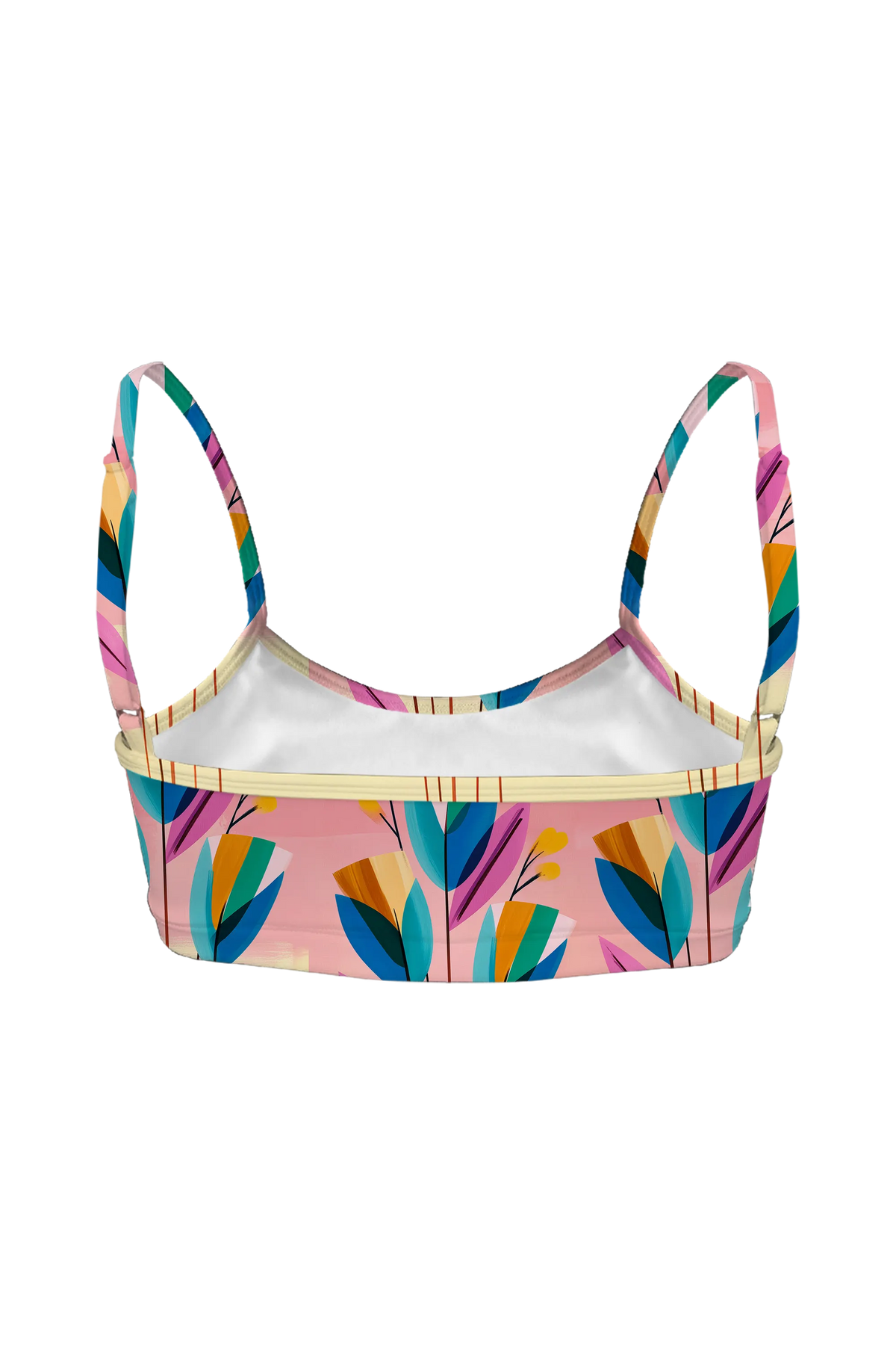 Striped Tulip Abstract bralette, back view