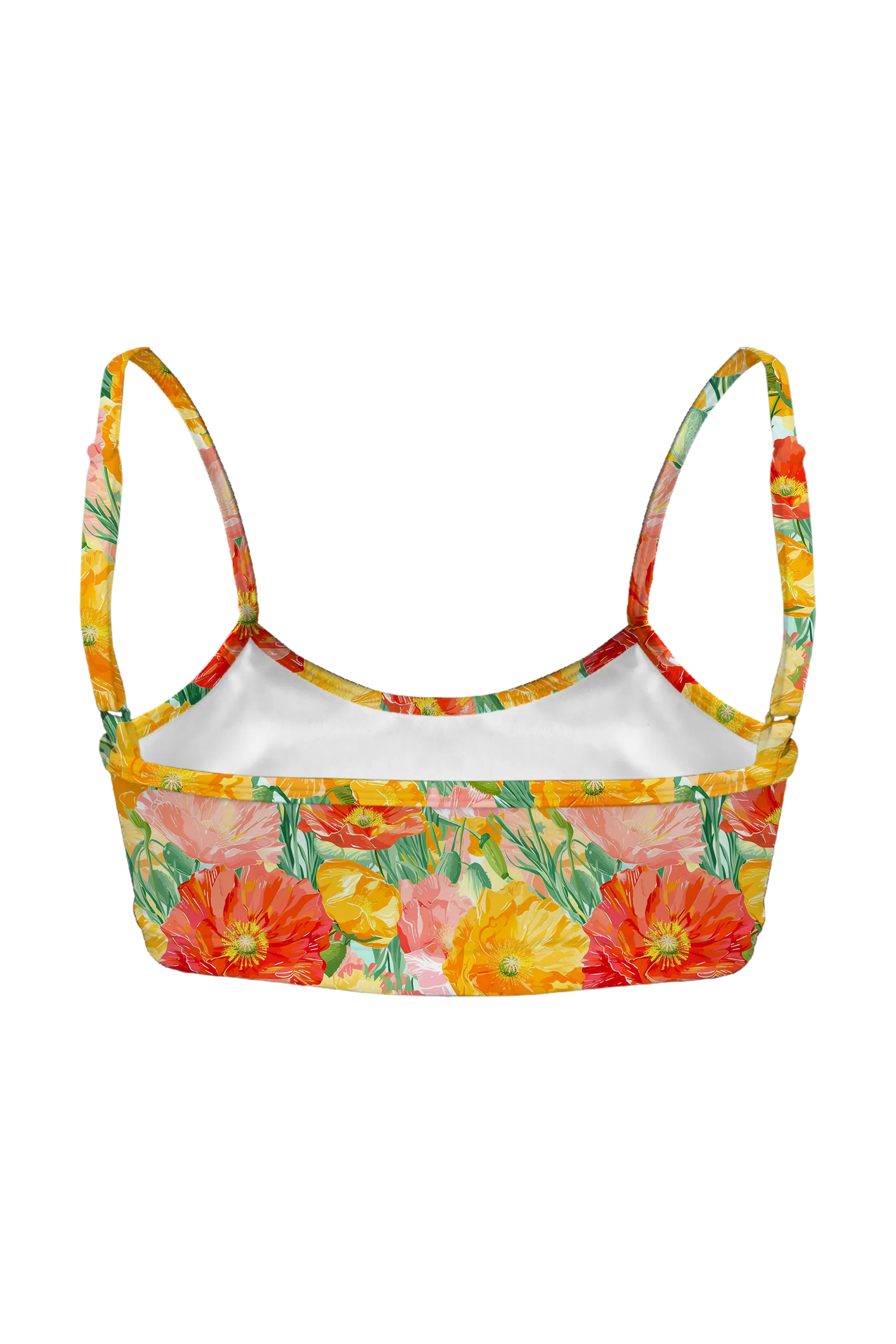 Cheerful Poppy Patch bralette, back view