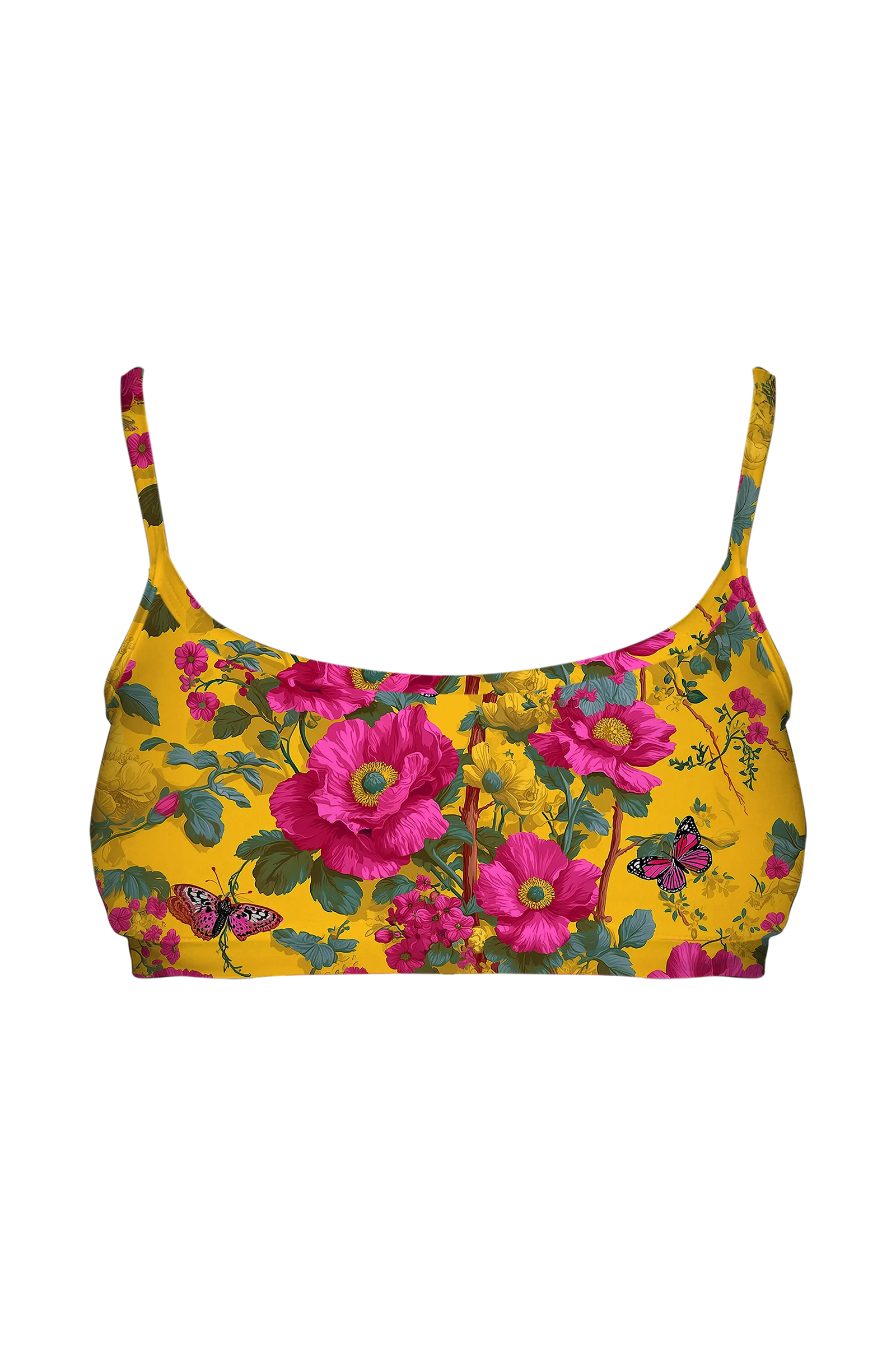 Magenta Butterfly Chintz bralette, front view