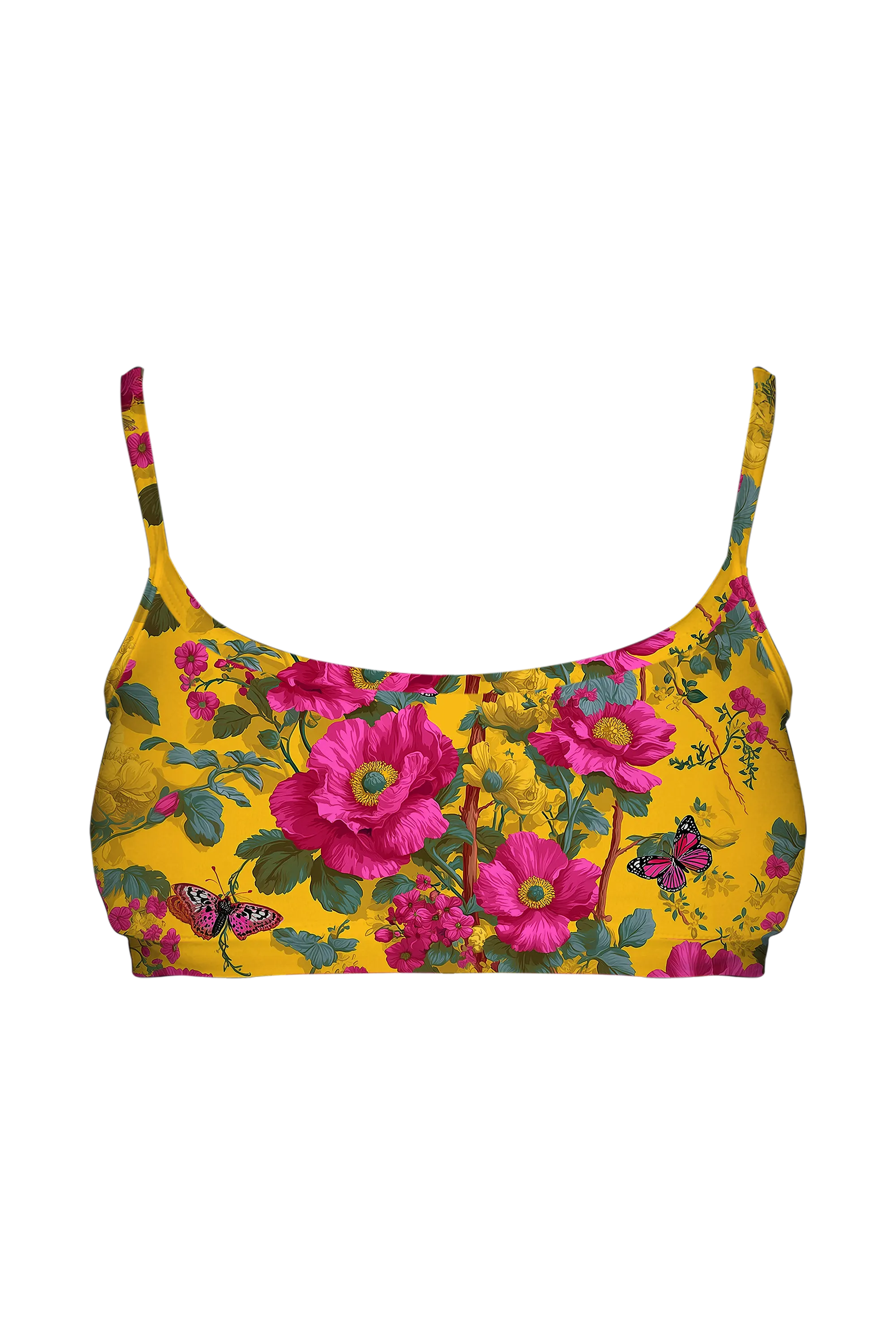 Magenta Butterfly Chintz bralette, front view