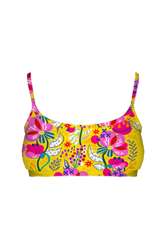 Bralette - Pink Blossom on Yellow