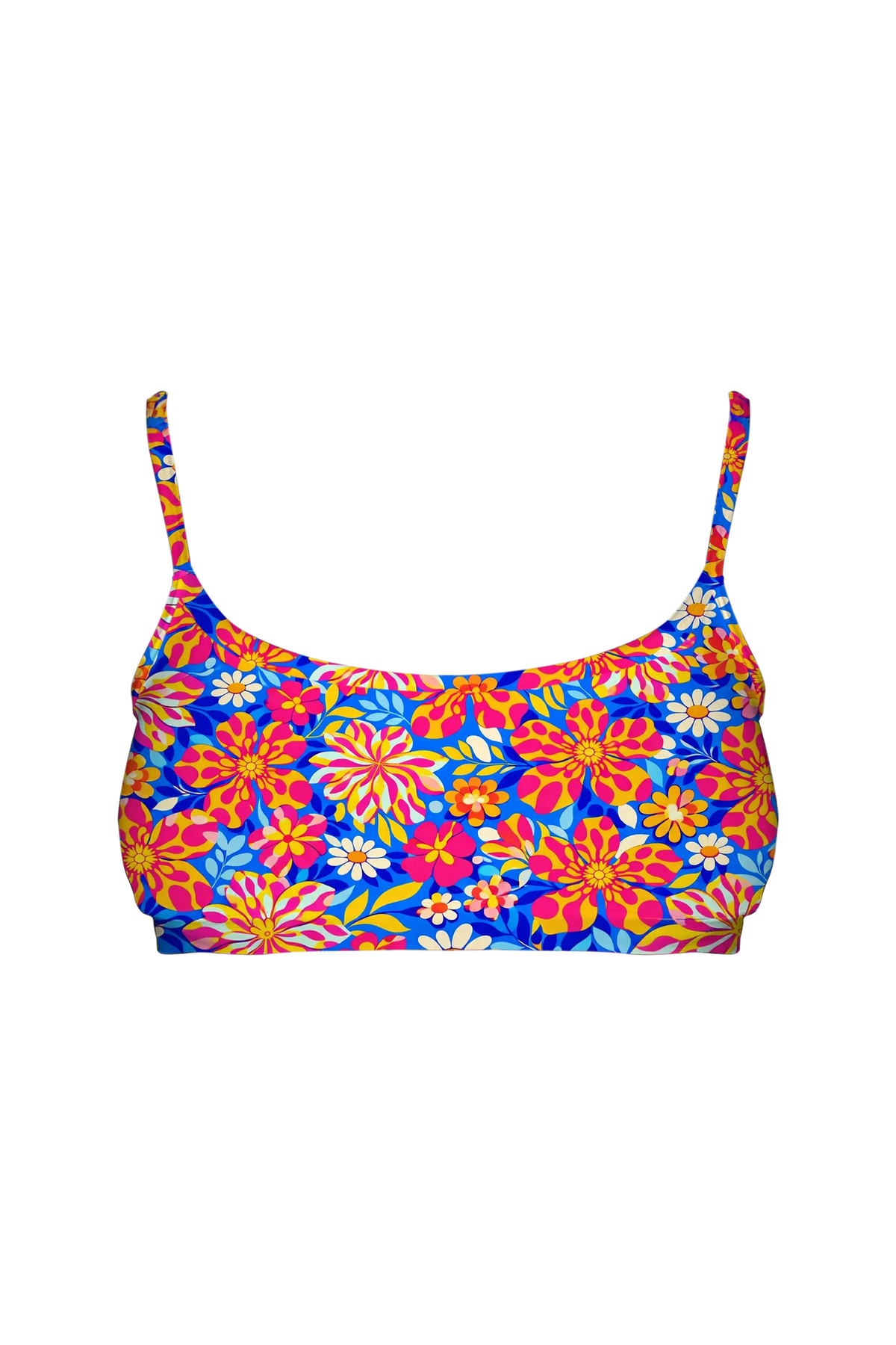 Ditsy Bloom Blue bralette, front view
