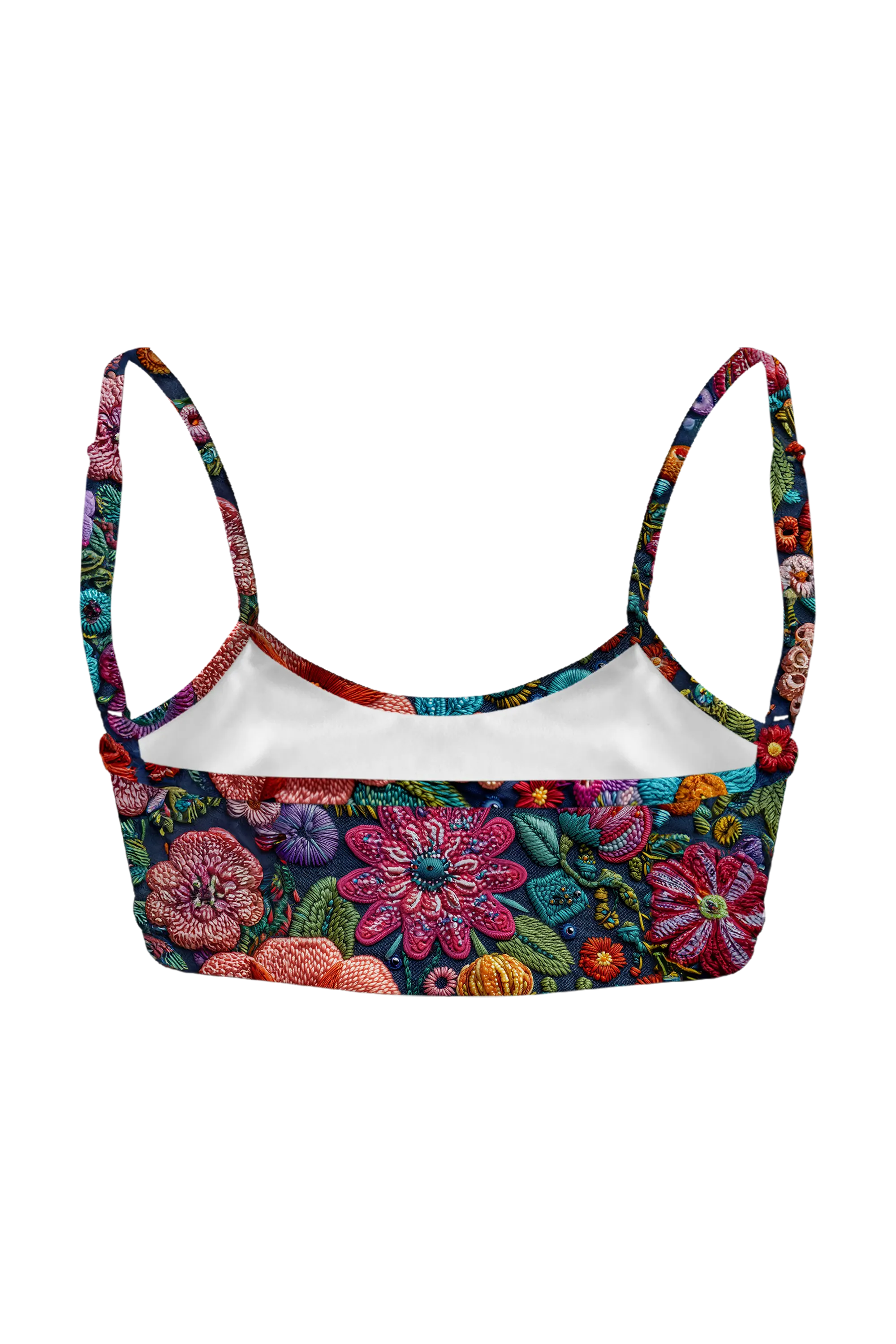 Embroidered Night Garden bralette, back view